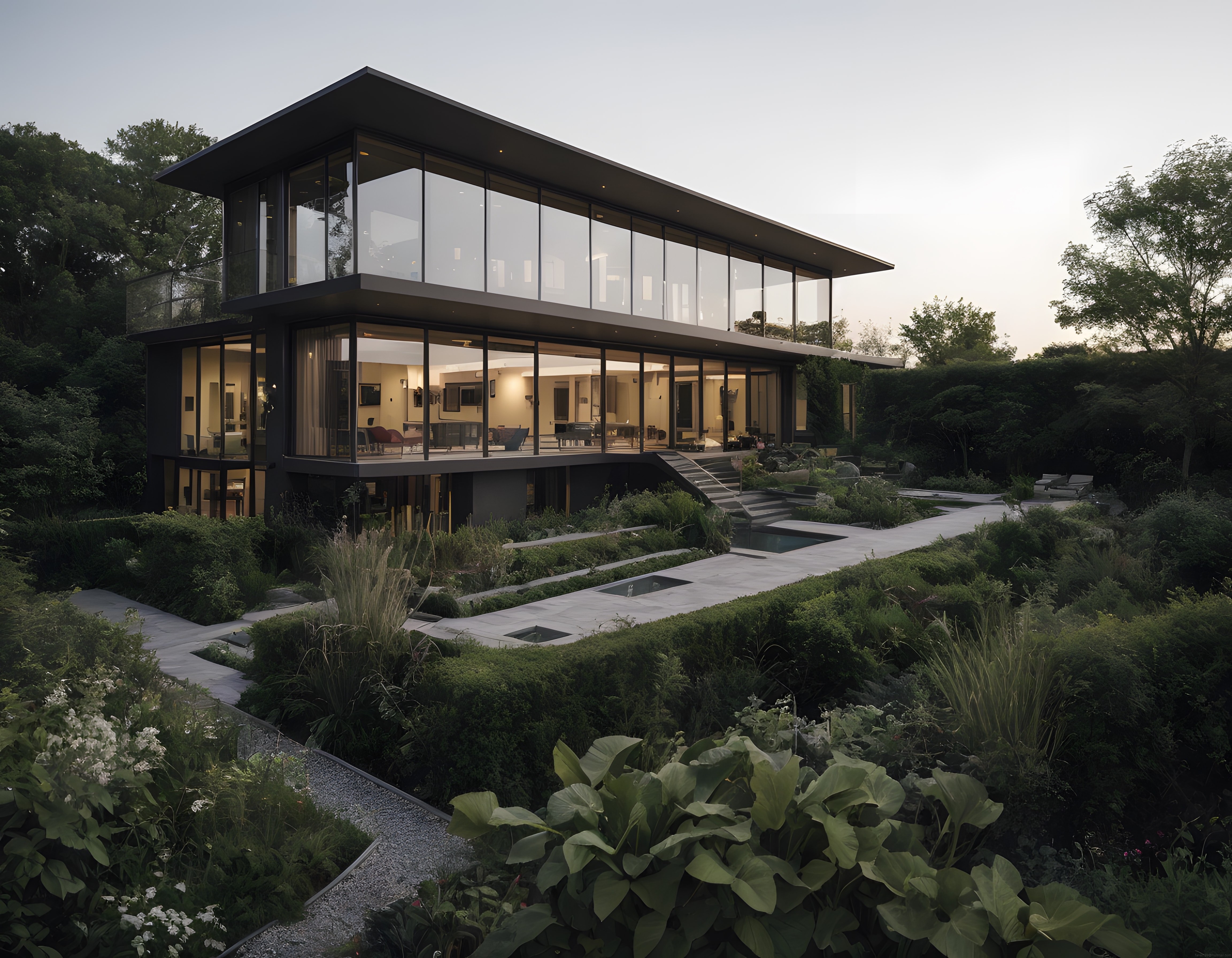 Cam Cepheli Modern Villa ve Zen Bahçesi: Doğayla İç İçe Mimari