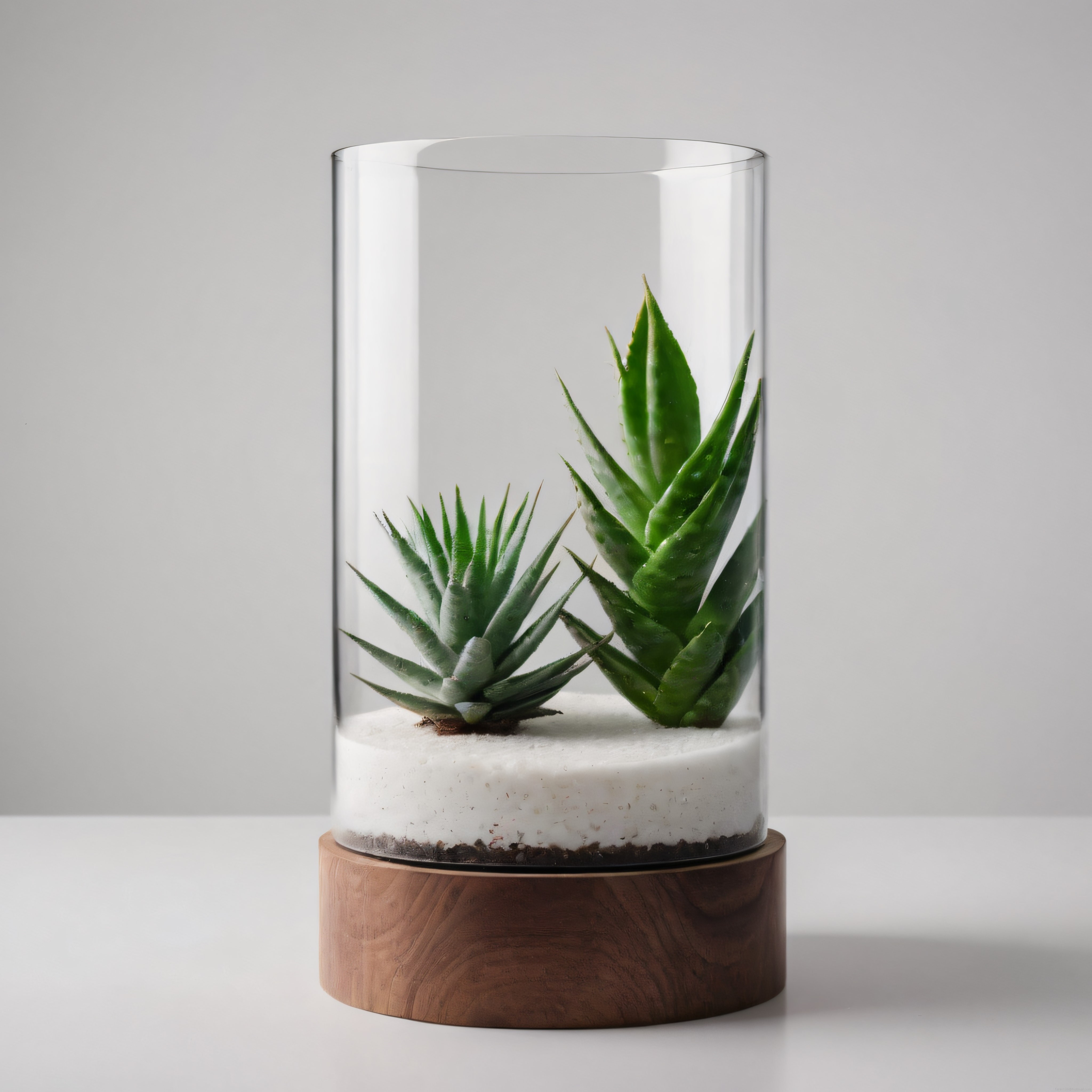 Cam Fanus İçinde Şık Aloe Vera ve Sukulent Terrarium Dekorasyonu