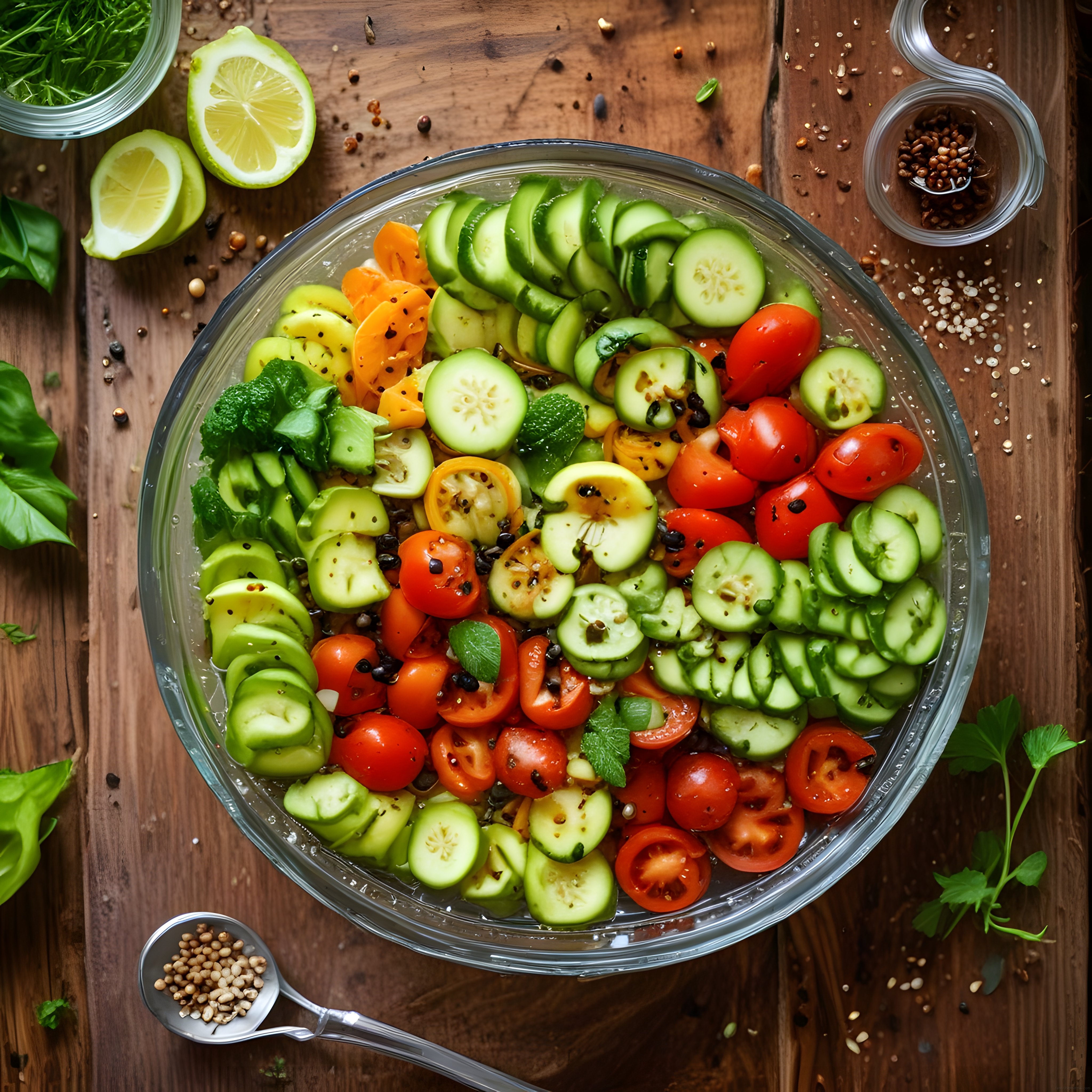 Cam Kapta Renkli Sebzeli Taze Salata: Sağlıklı Yemek Tarifi
