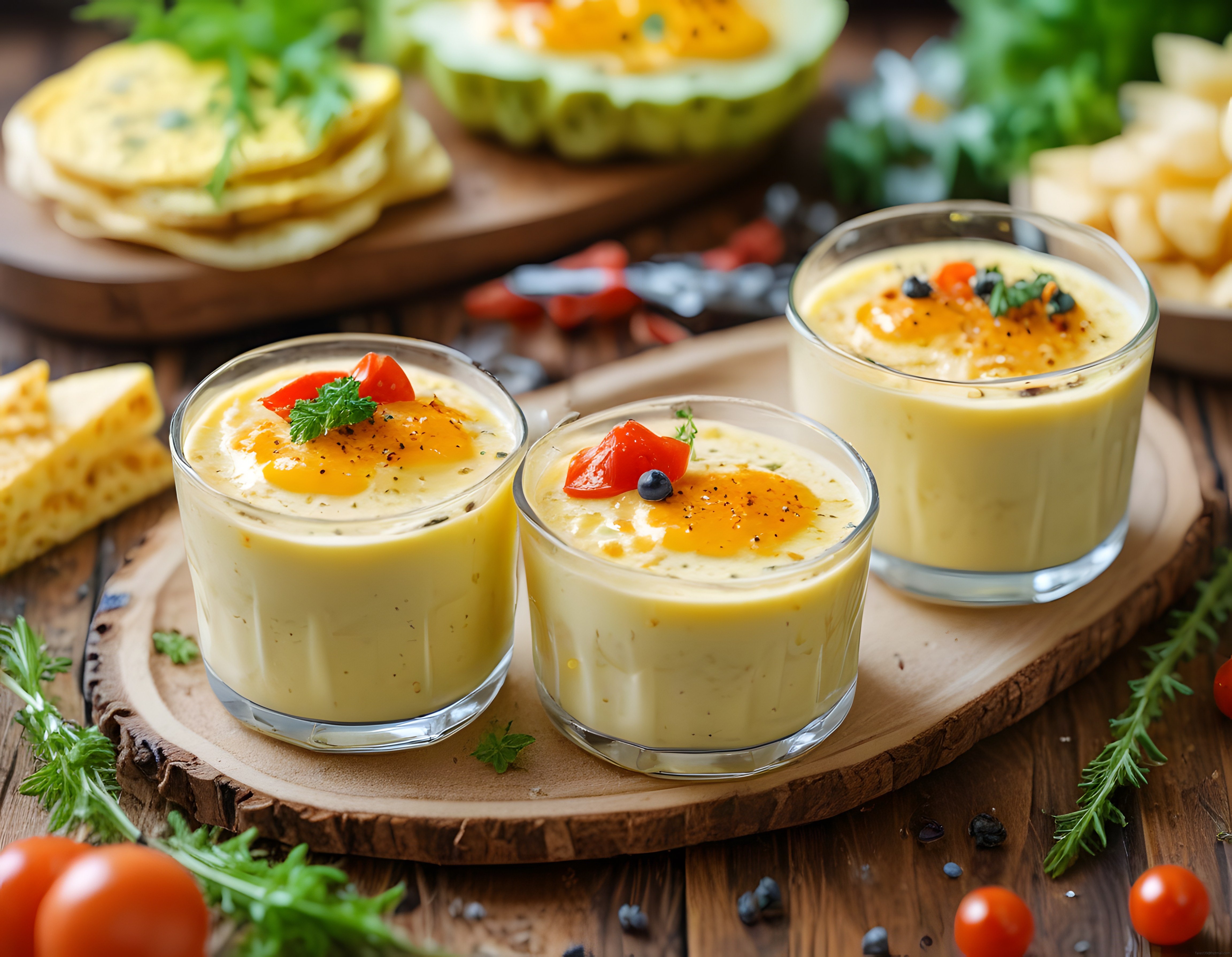 Cam Kasede Fırınlanmış Yumurta Suflesi ile Avokadolu Kahvaltı Masası