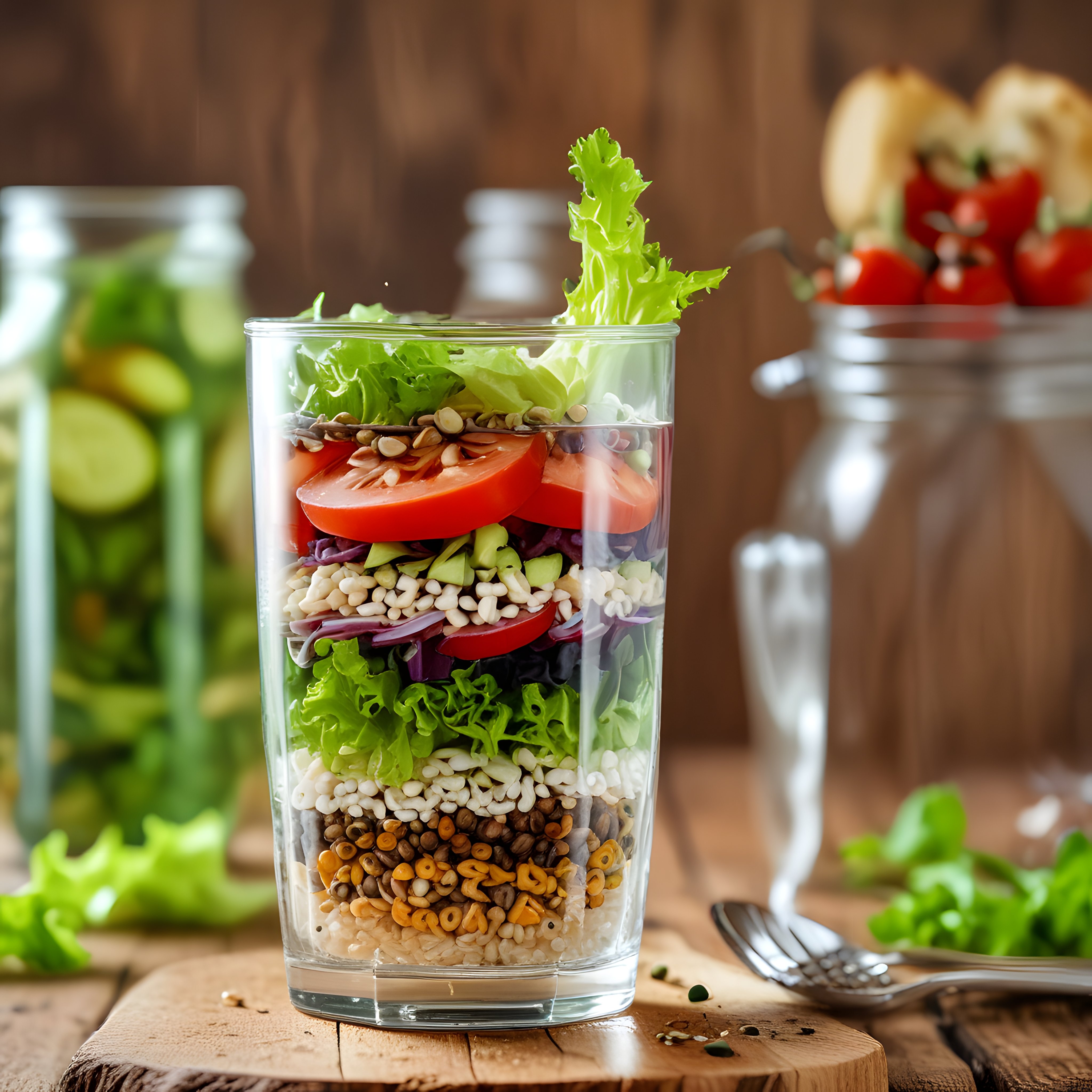 Cam Kavanozda Katmanlı Renkli Salata: Sağlıklı ve Pratik Öğün Fikri