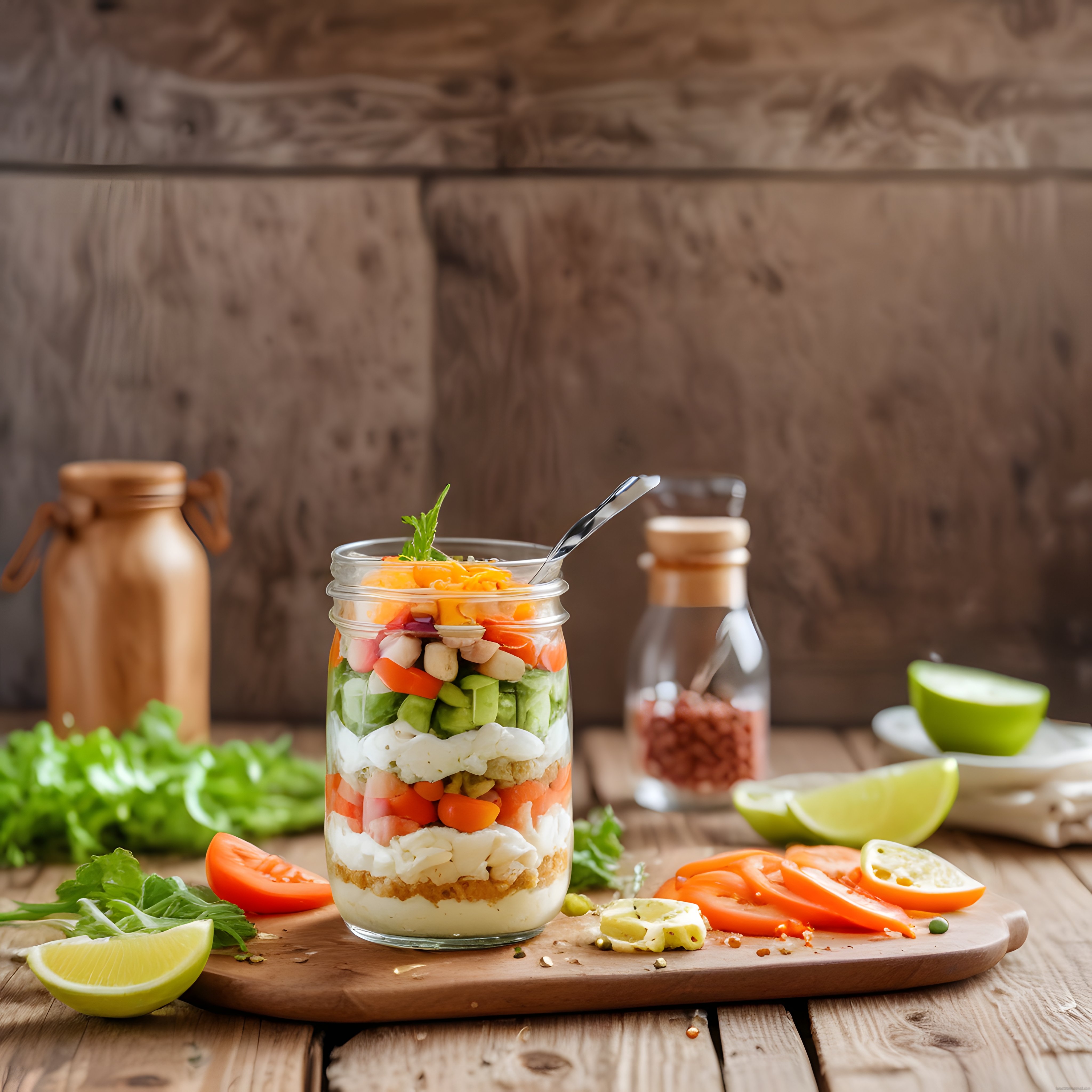 Cam Kavanozda Renkli Katmanlı Salata: Pratik Öğün Hazırlama Önerisi