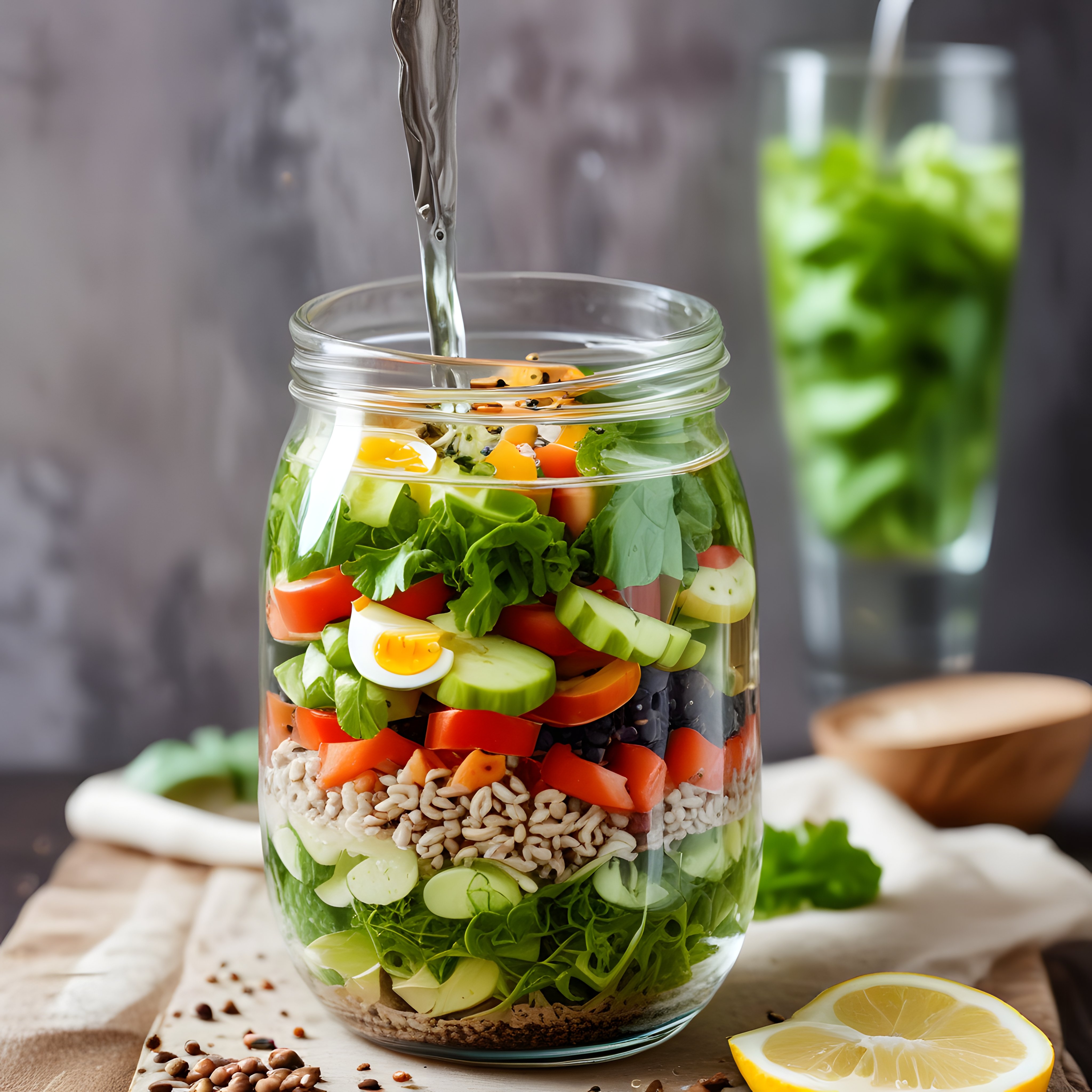 Cam Kavanozda Renkli Katmanlı Salata: Sağlıklı ve Pratik Bir Öğün Fikri