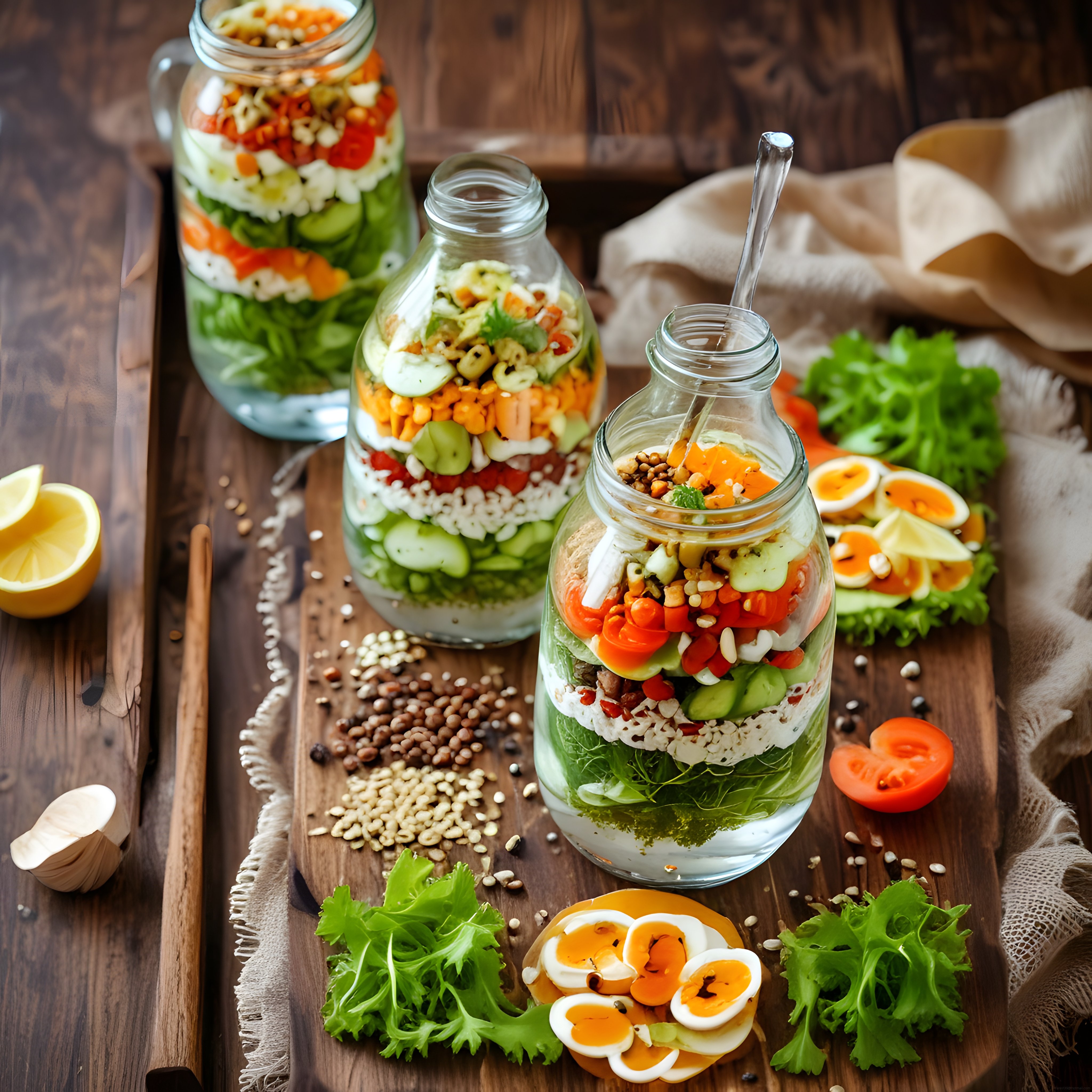 Cam Kavanozlarda Renkli Katmanlı Salata: Pratik ve Sağlıklı Beslenme Fikri
