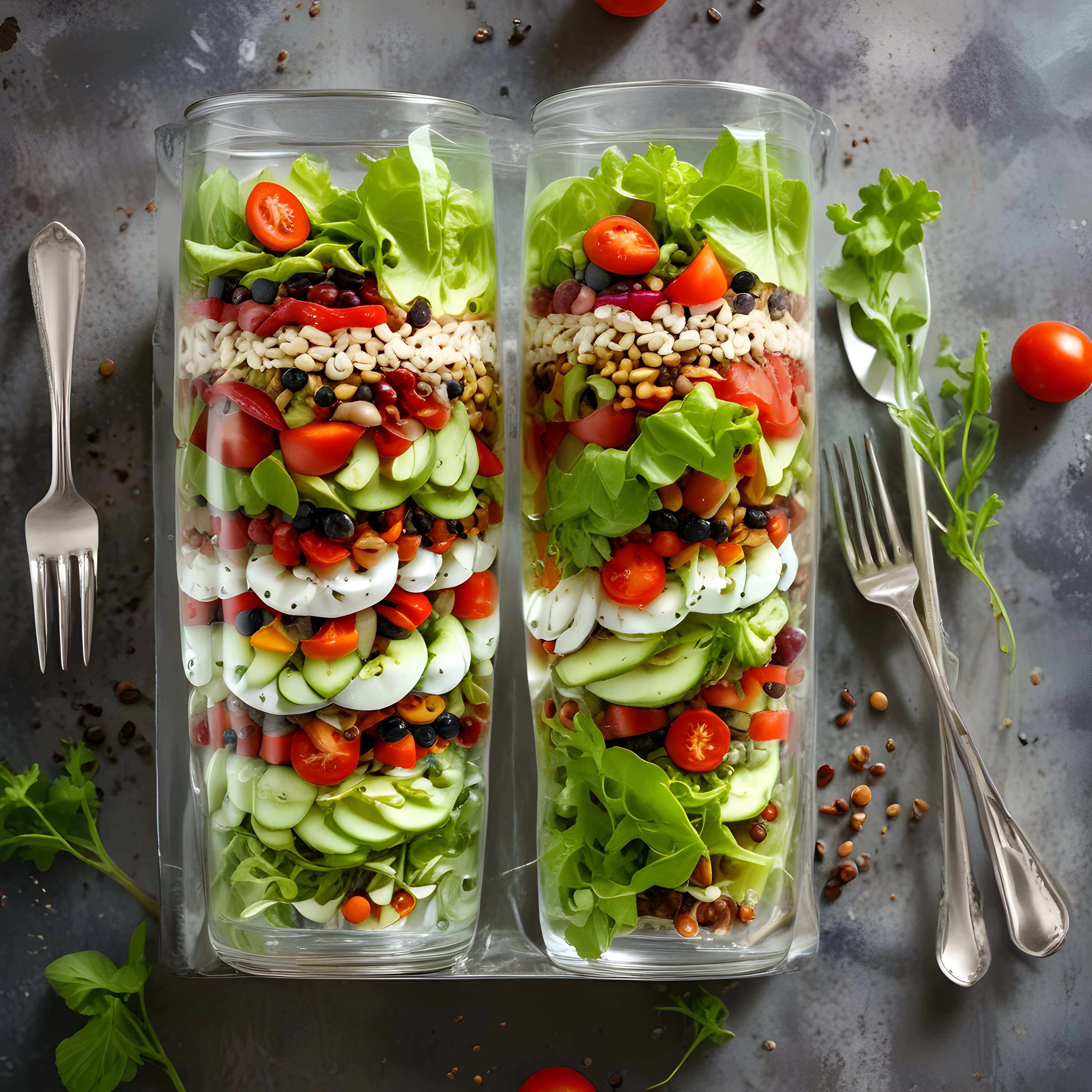 Cam Kavanozlarda Renkli Katmanlı Salata: Sağlıklı ve Pratik Yemek Fikri