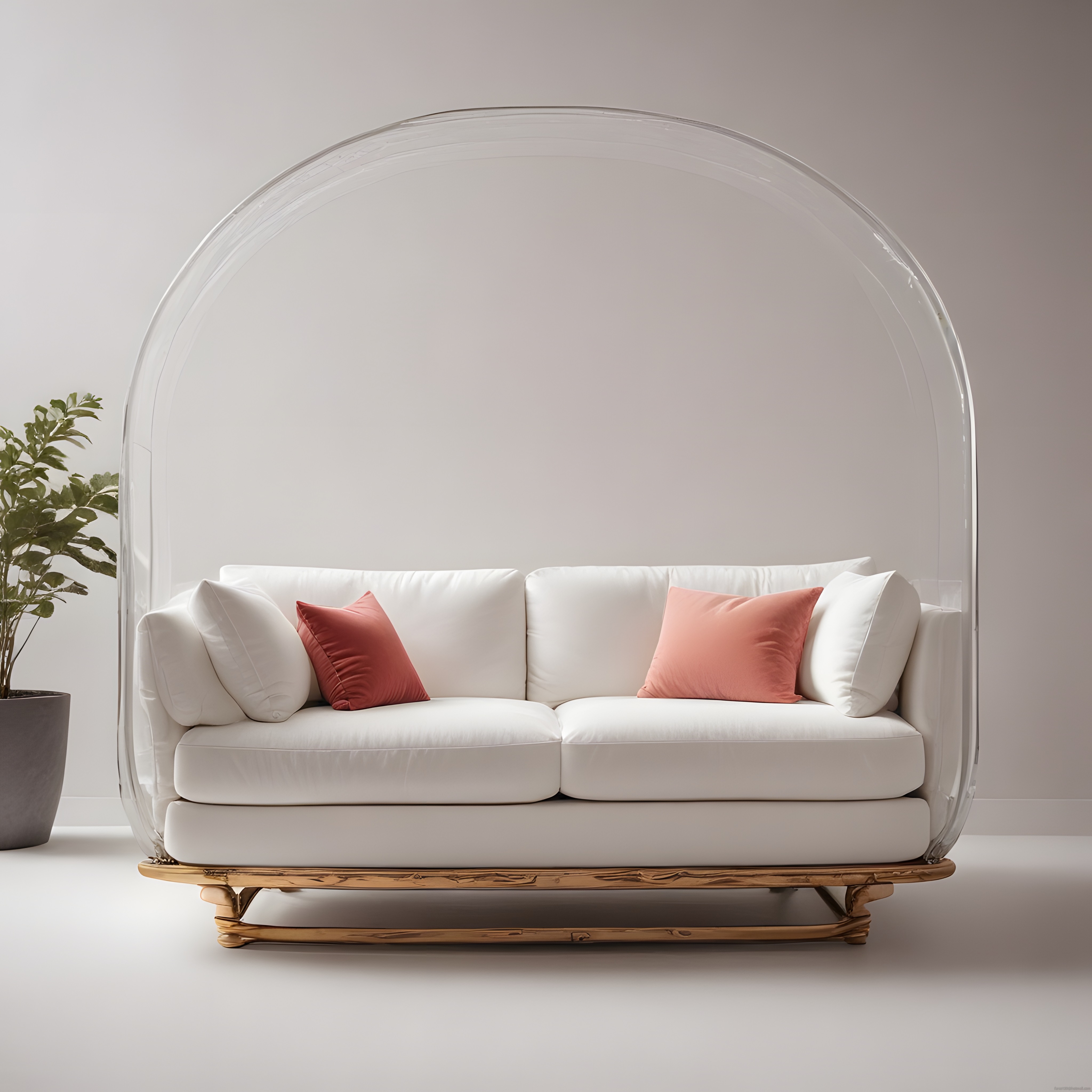 Cam Kubbeli Minimalist Beyaz Kanepe ile Modern İç Mekan Dekoru