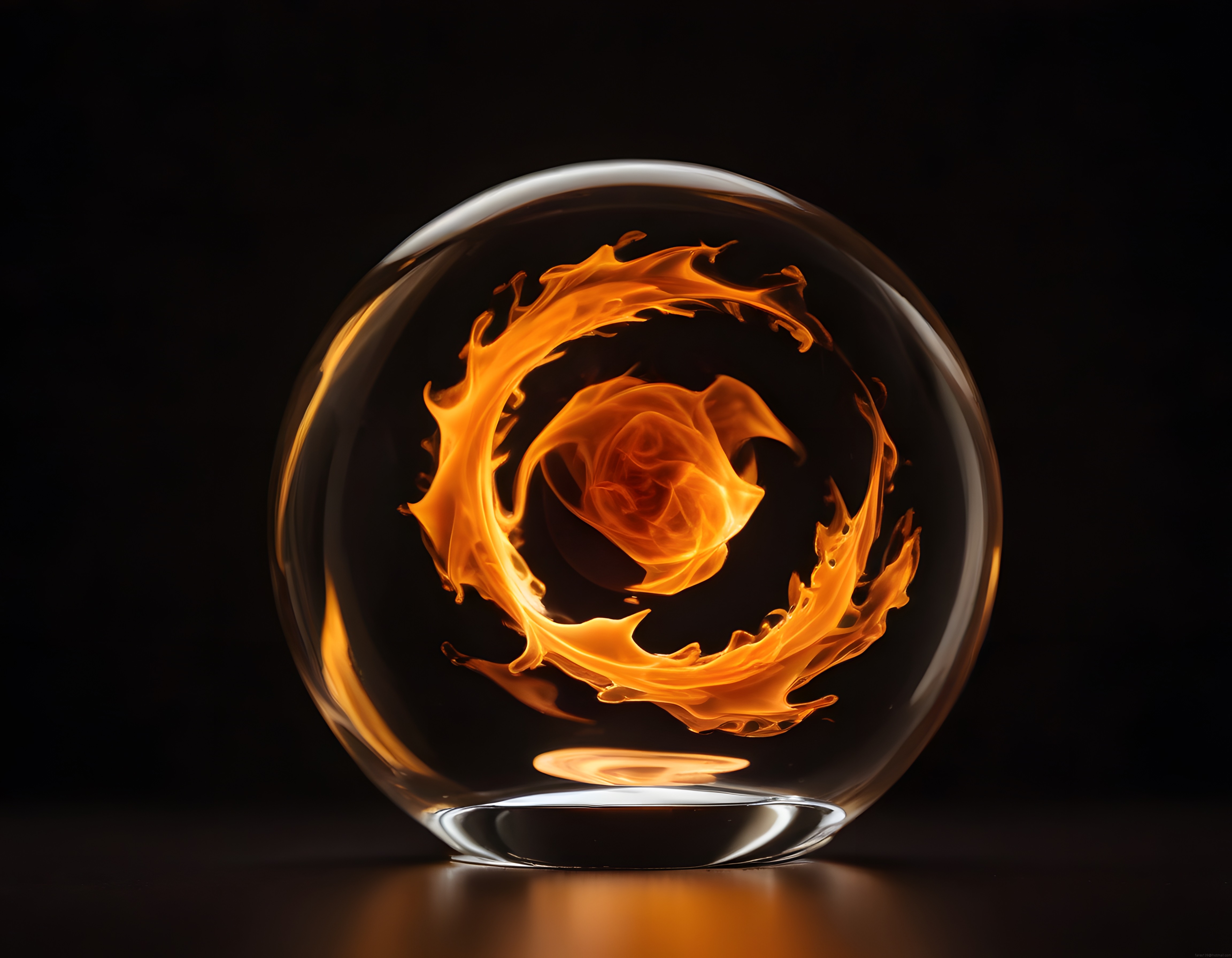 Cam Küre İçinde Dans Eden Alev Halkası: Mistik ve Büyüleyici Ateş Topu