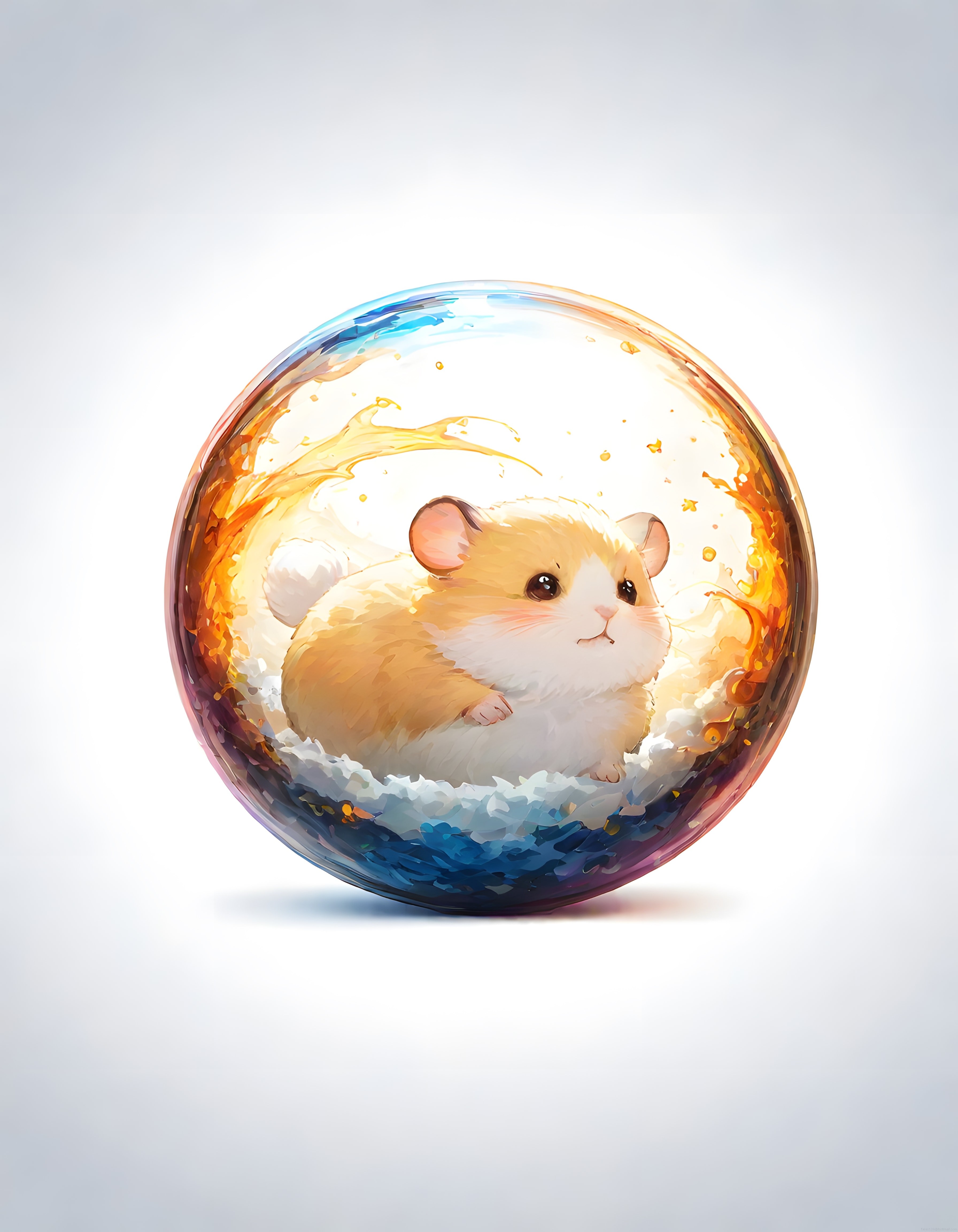 Cam Kürenin İçindeki Yumuşacık Hamster Dijital Sanat İllüstrasyonu