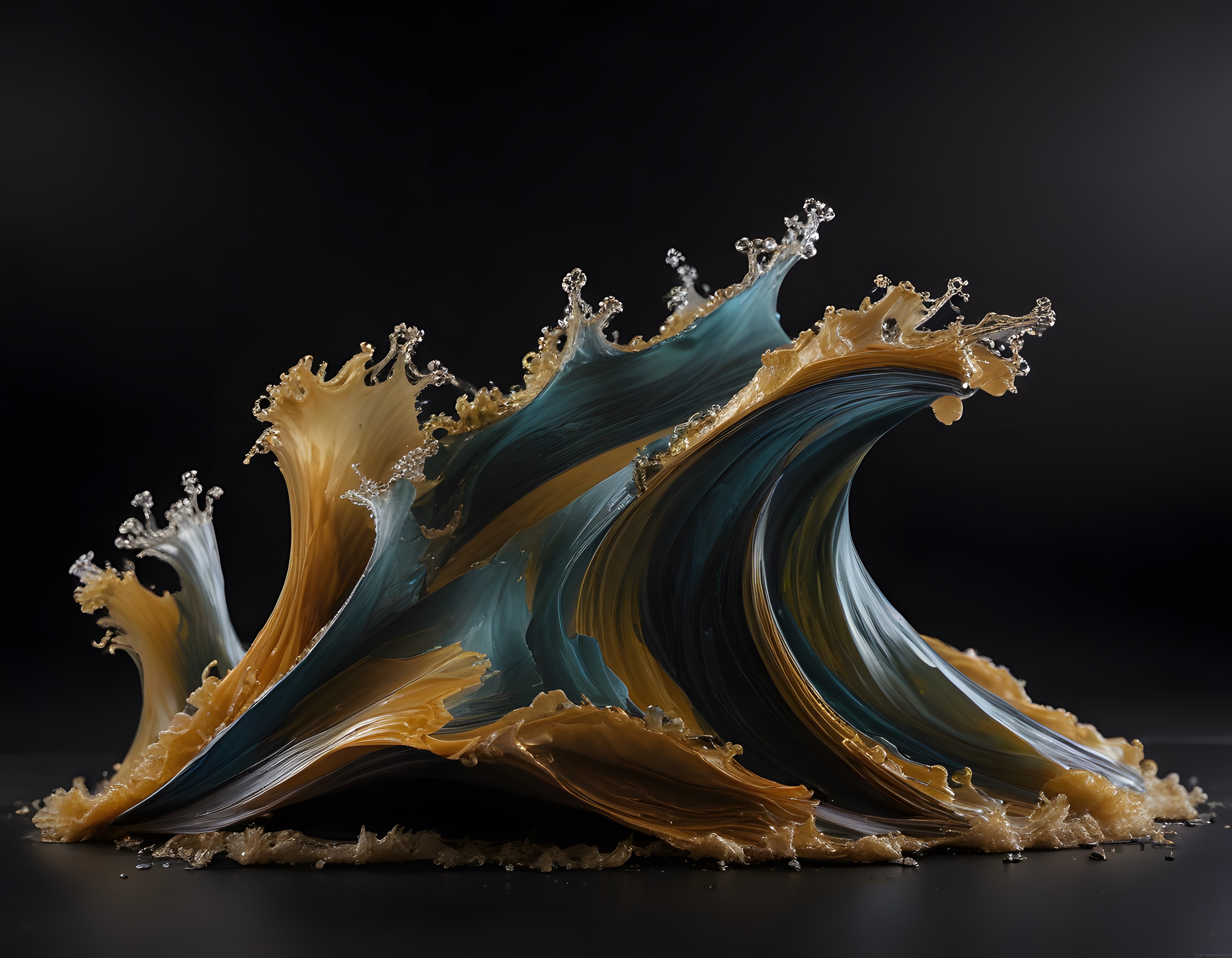 Cam ve Sıvı Metal Armonisinde Dalgaları Donduran Hiperrealist Sanat Eseri