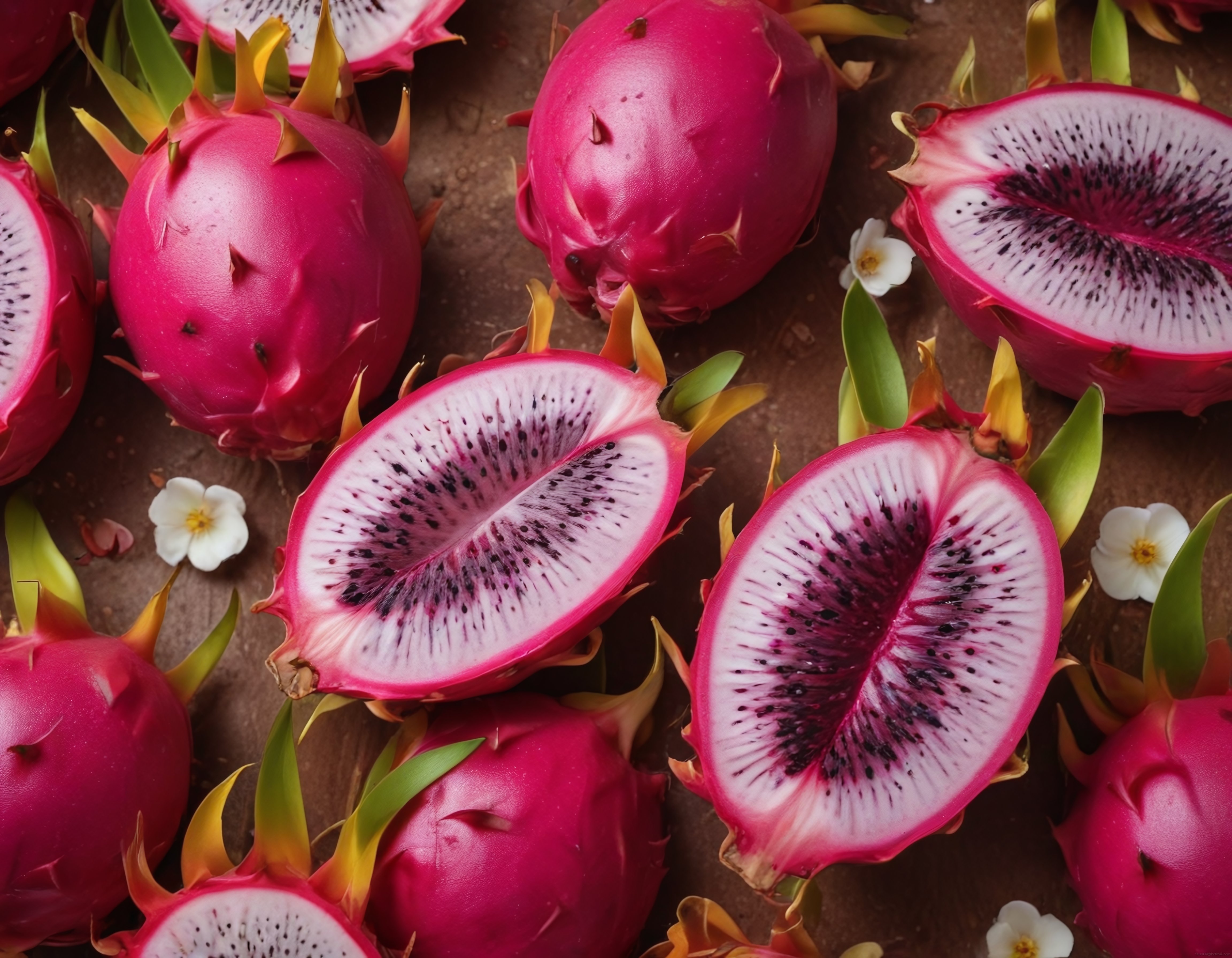Canlı Pembe Pitaya: Ahşap Zeminde Egzotik Ejder Meyvesi Fotoğrafı