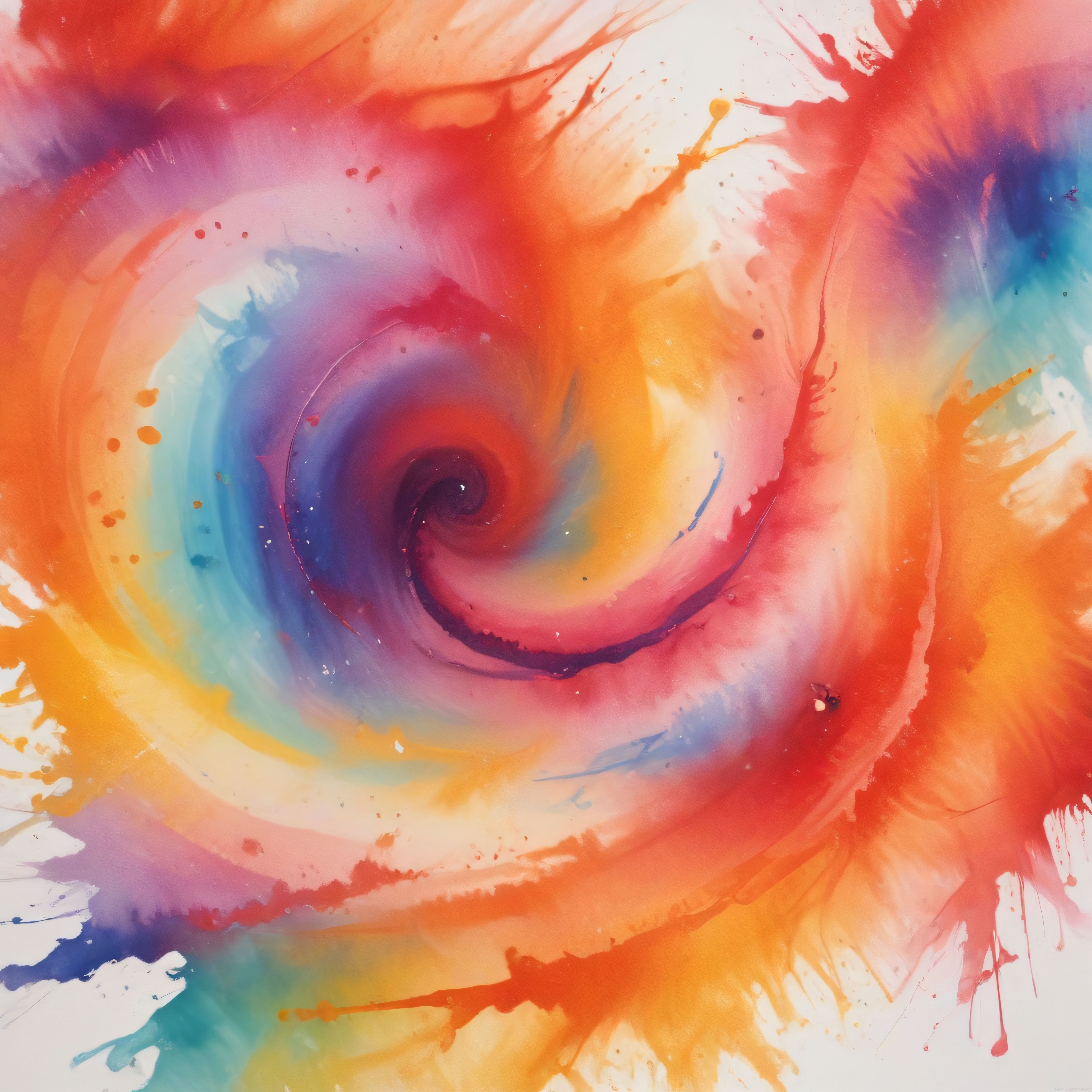 Canlı Renklerin Dansı: Suluboya Tekniğiyle Spiral Soyut Sanat Eseri