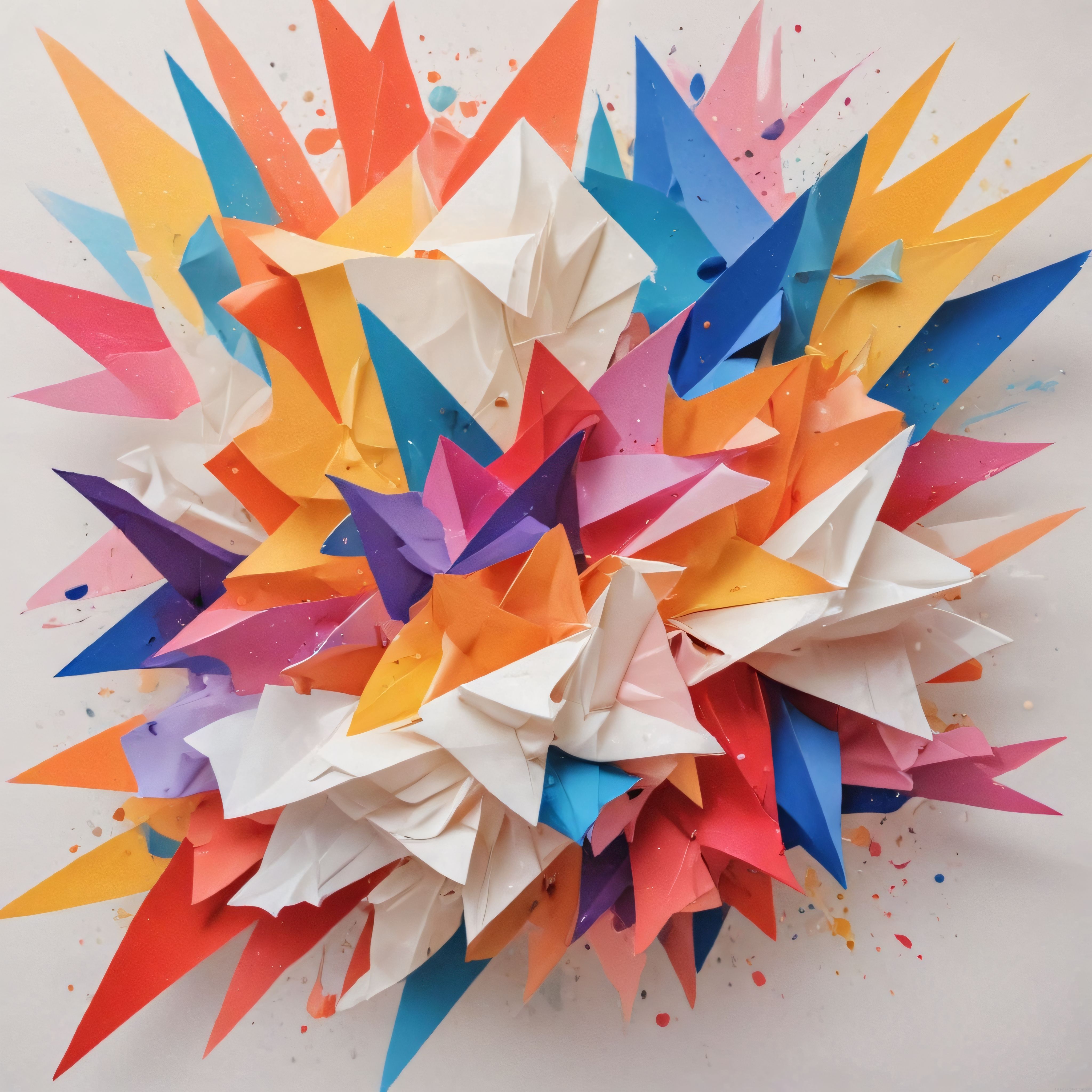 Canlı Renkli Origami Kağıtlarının Sanatsal ve Dekoratif Düzenlemesi