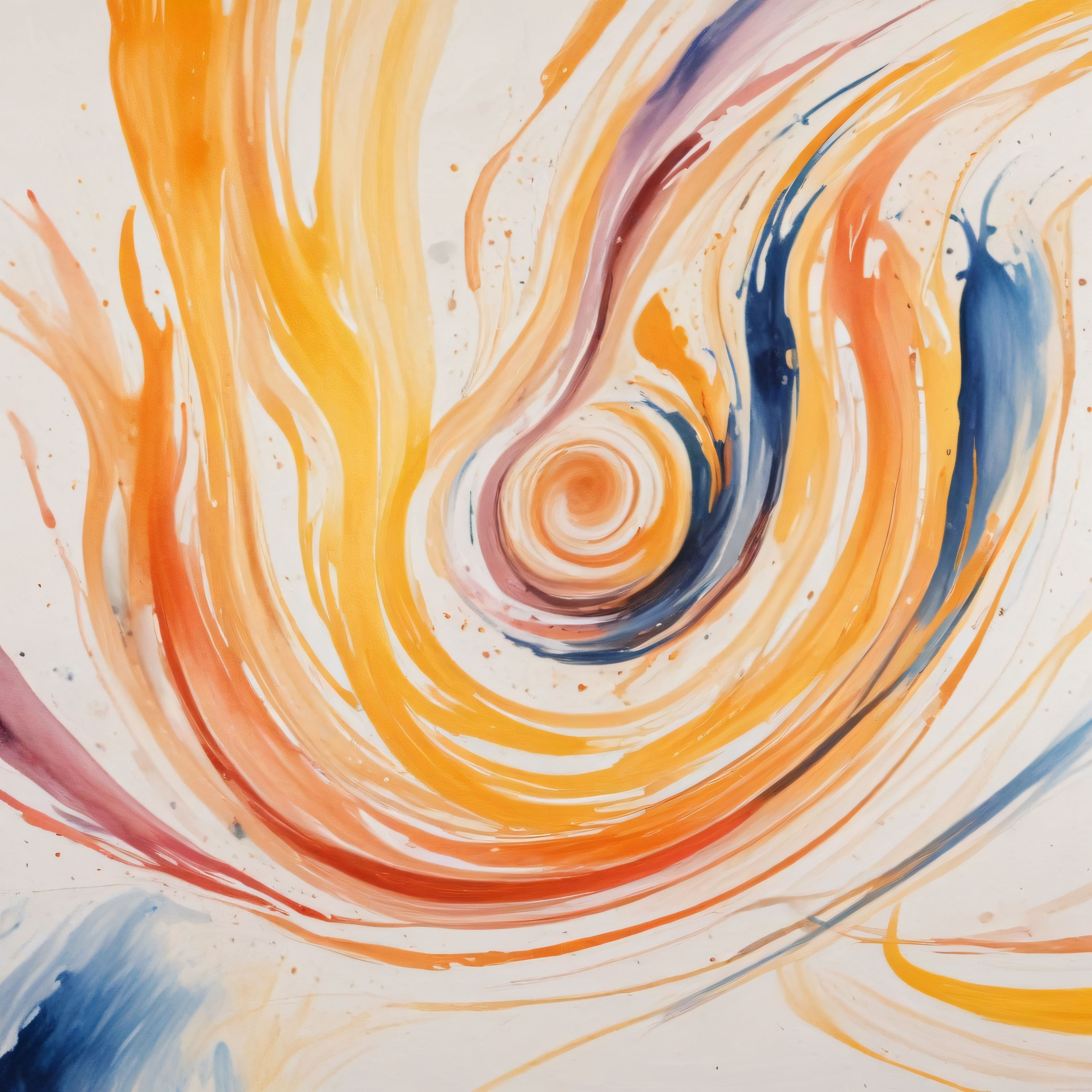 Canlı Turuncu, Sarı ve Mavi Tonlarında Dans Eden Merkezi Sarmal Sanat