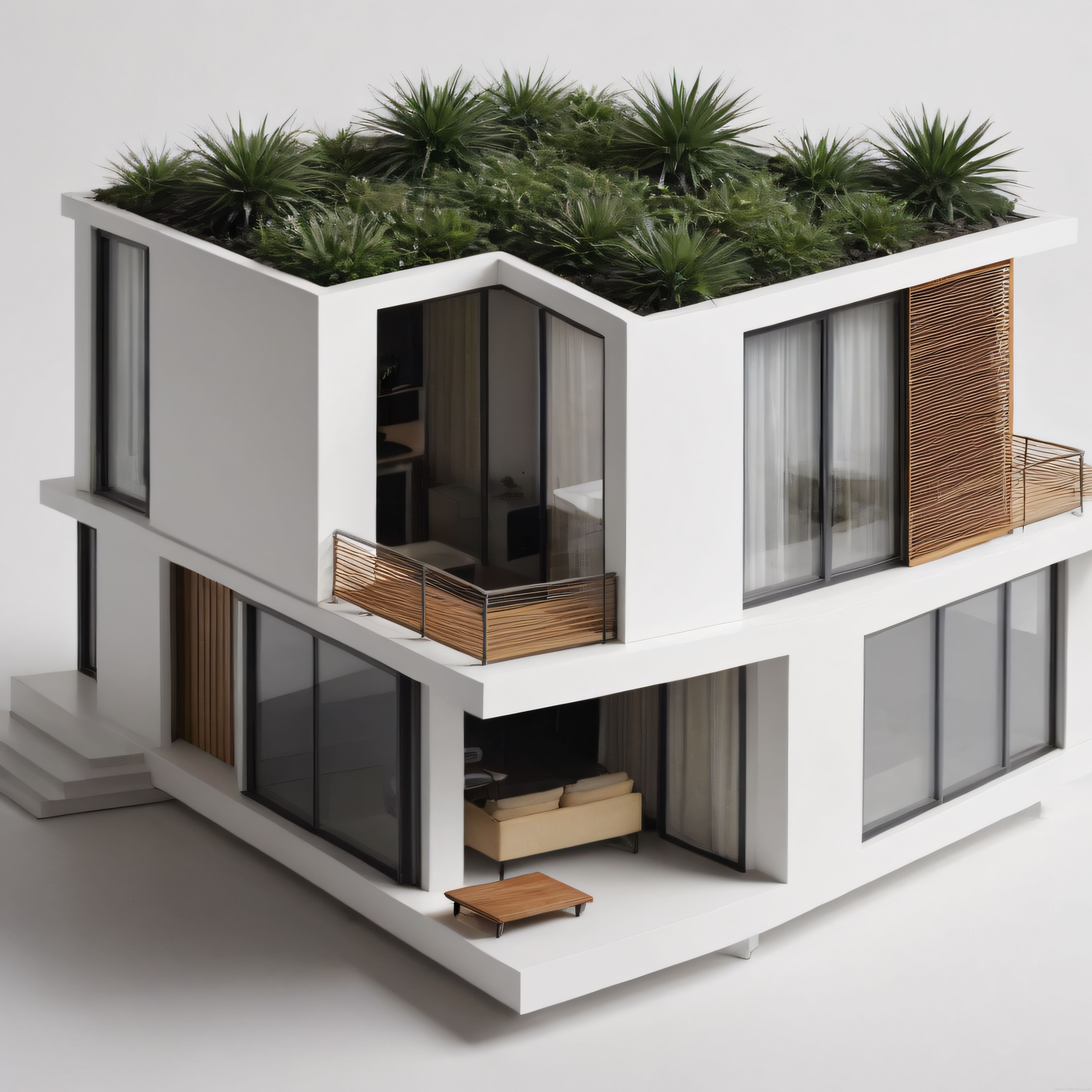 Çatı Bahçeli Sürdürülebilir Mimari: Modern Minimalist Konut Tasarımı
