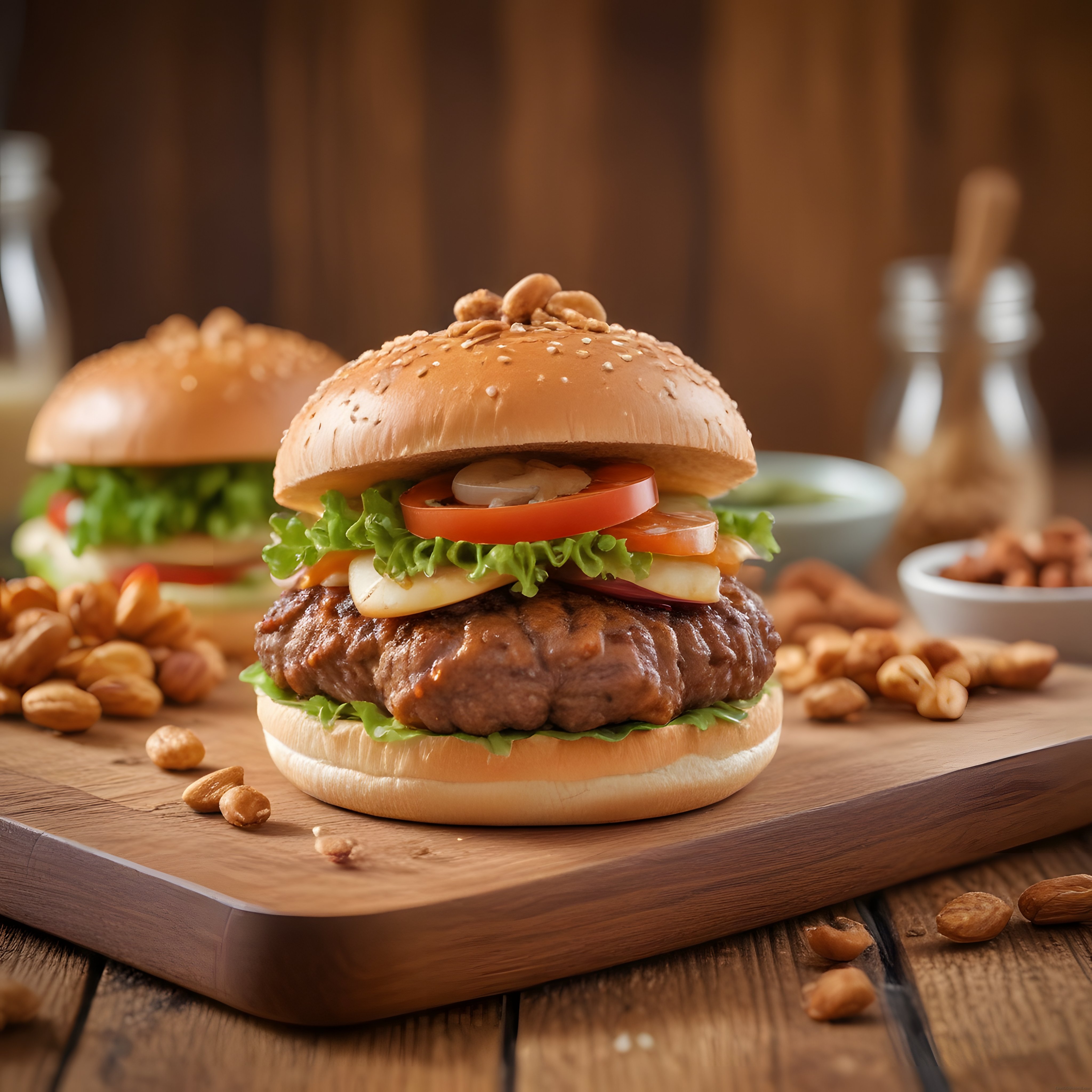Cevizli Gourmet Burger: Ahşap Sunumda Lezzet Dolu Ev Yapımı Hamburger