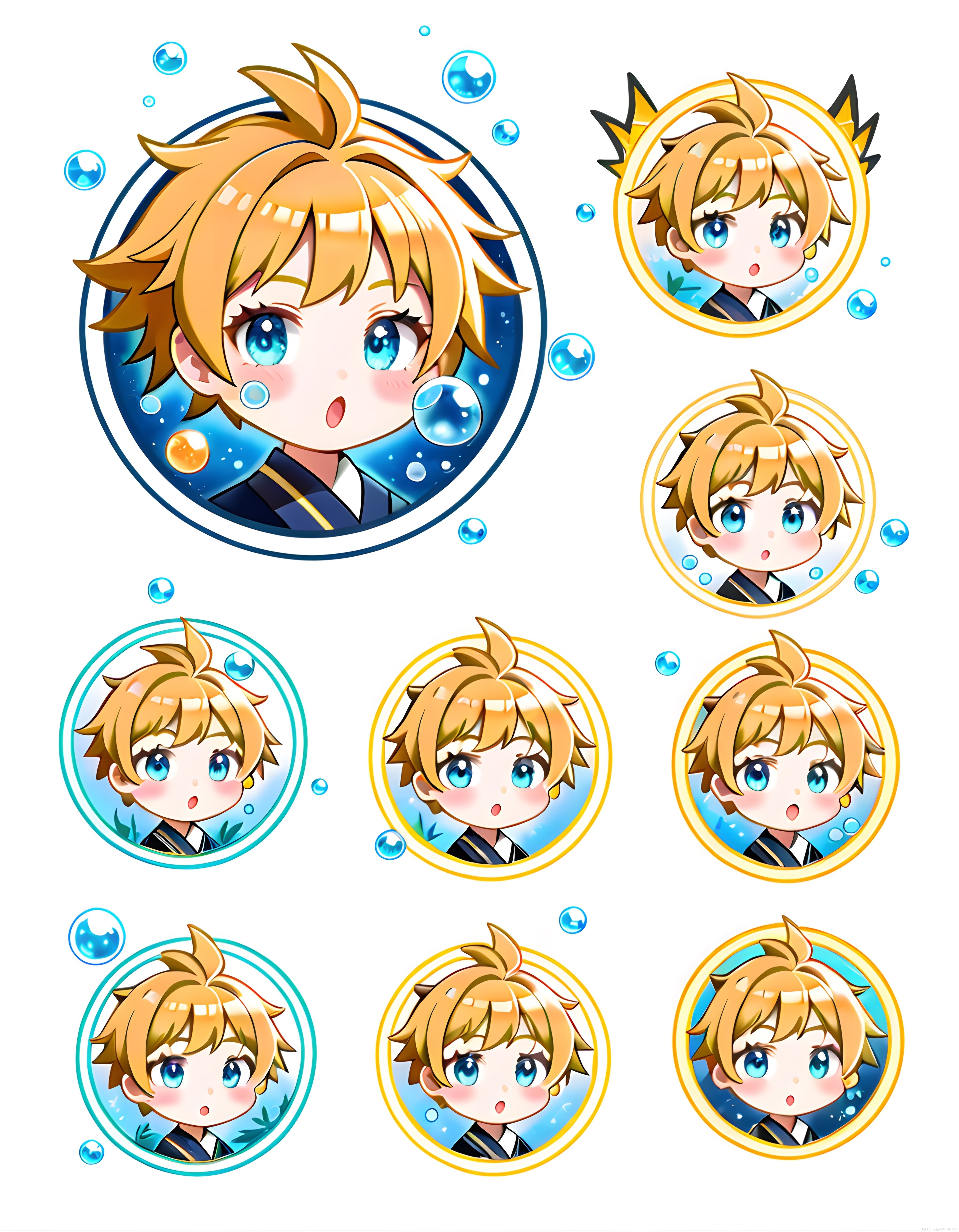 Chibi Anime Erkek Karakter Avatar Seti ve Sevimli Profil Fotoğrafı Tasarımları