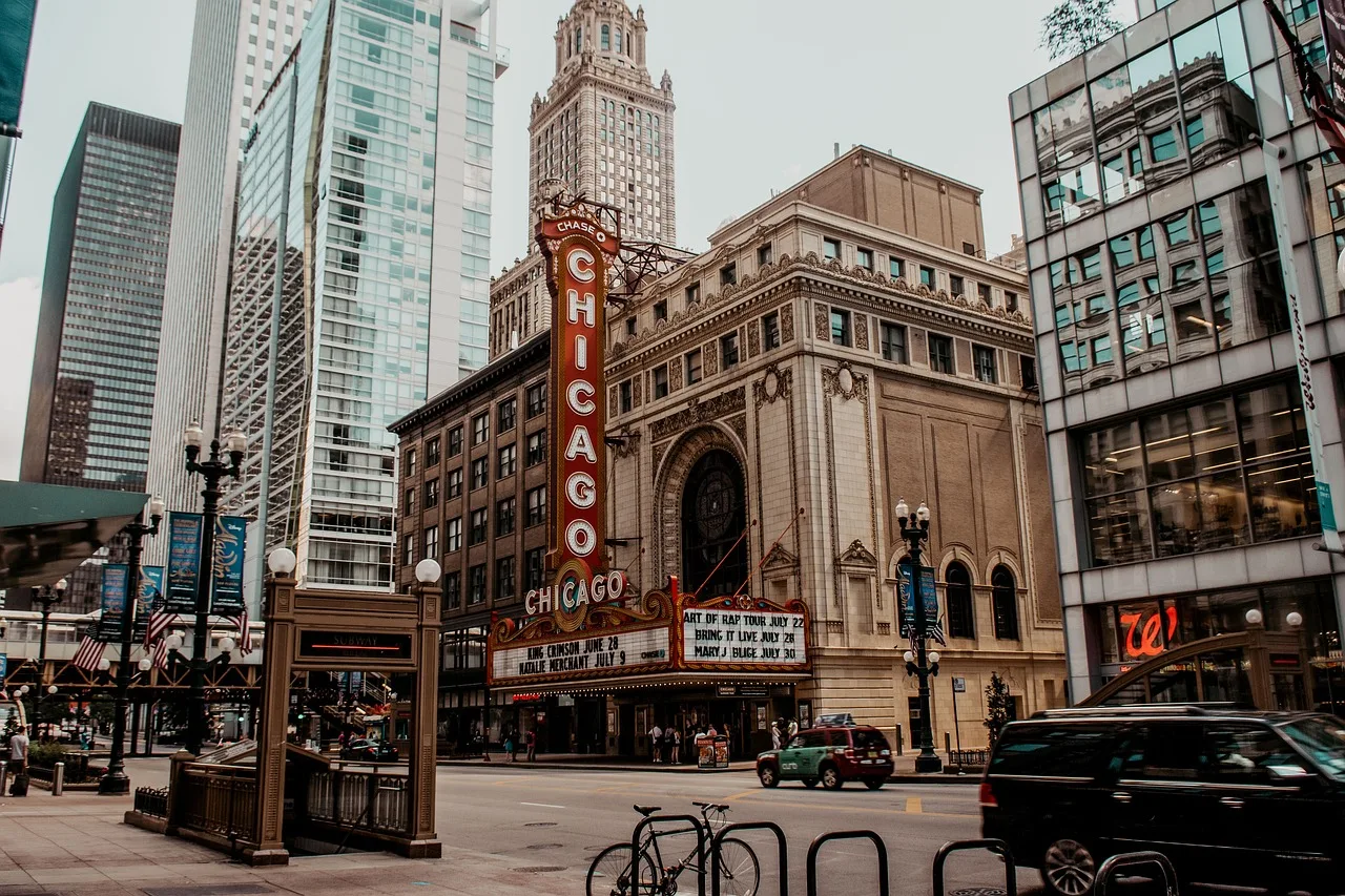 Chicago gökdelen silueti şehir manzarası modern mimari