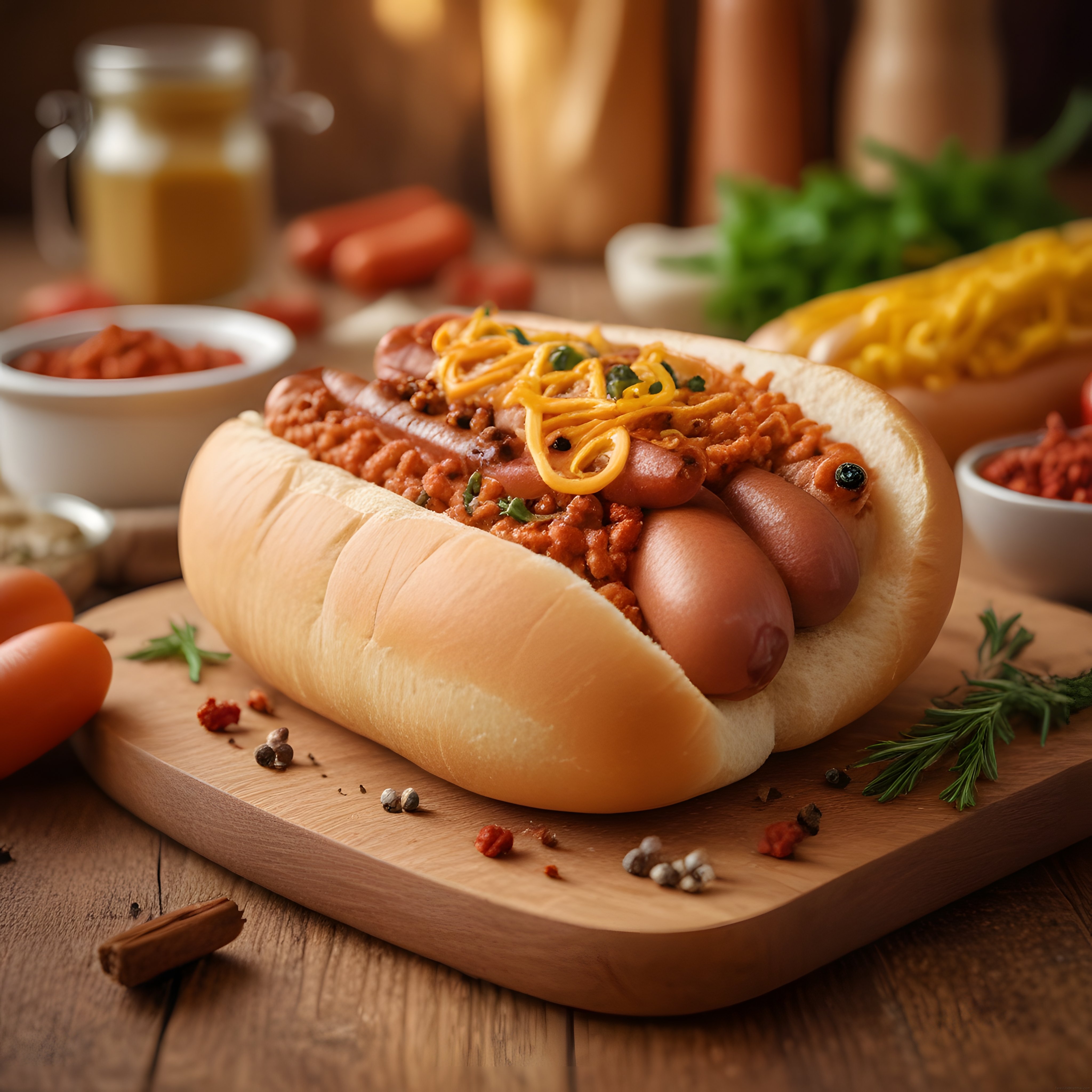 Chili soslu ve rendelenmiş cheddarlı sosisli sandviç: Amerikan sokak lezzeti