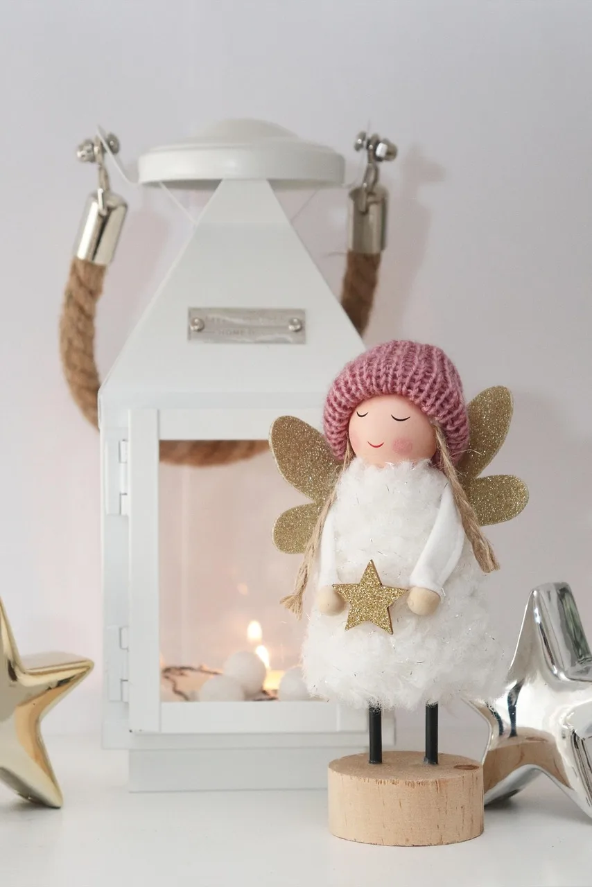 Christmas ışıklı melek süsü - sevimli yıldızlı dekor