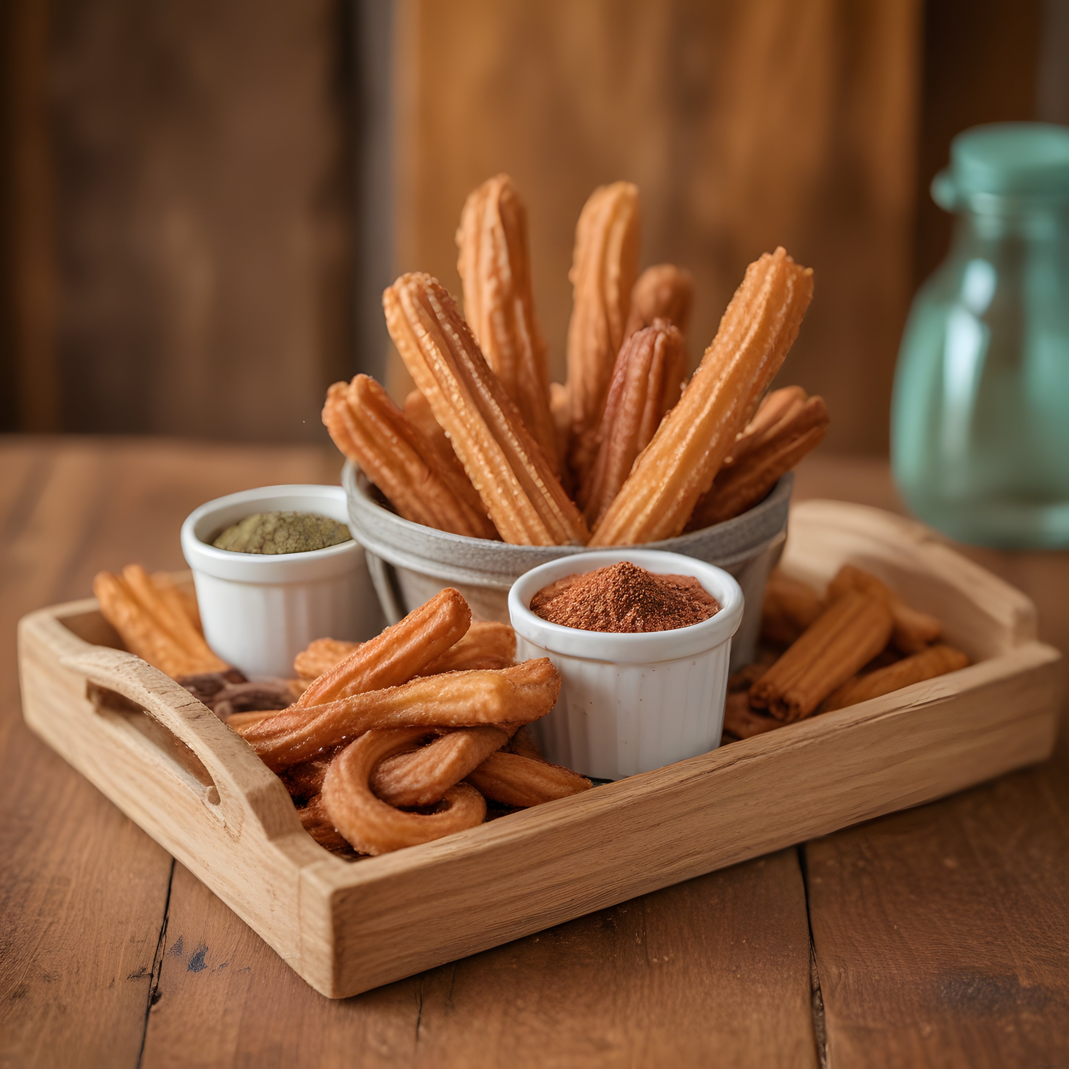 Churros ve Ev Yapımı Soslar: Sıcak Çıtır Tatlılarla Rustik Sunum
