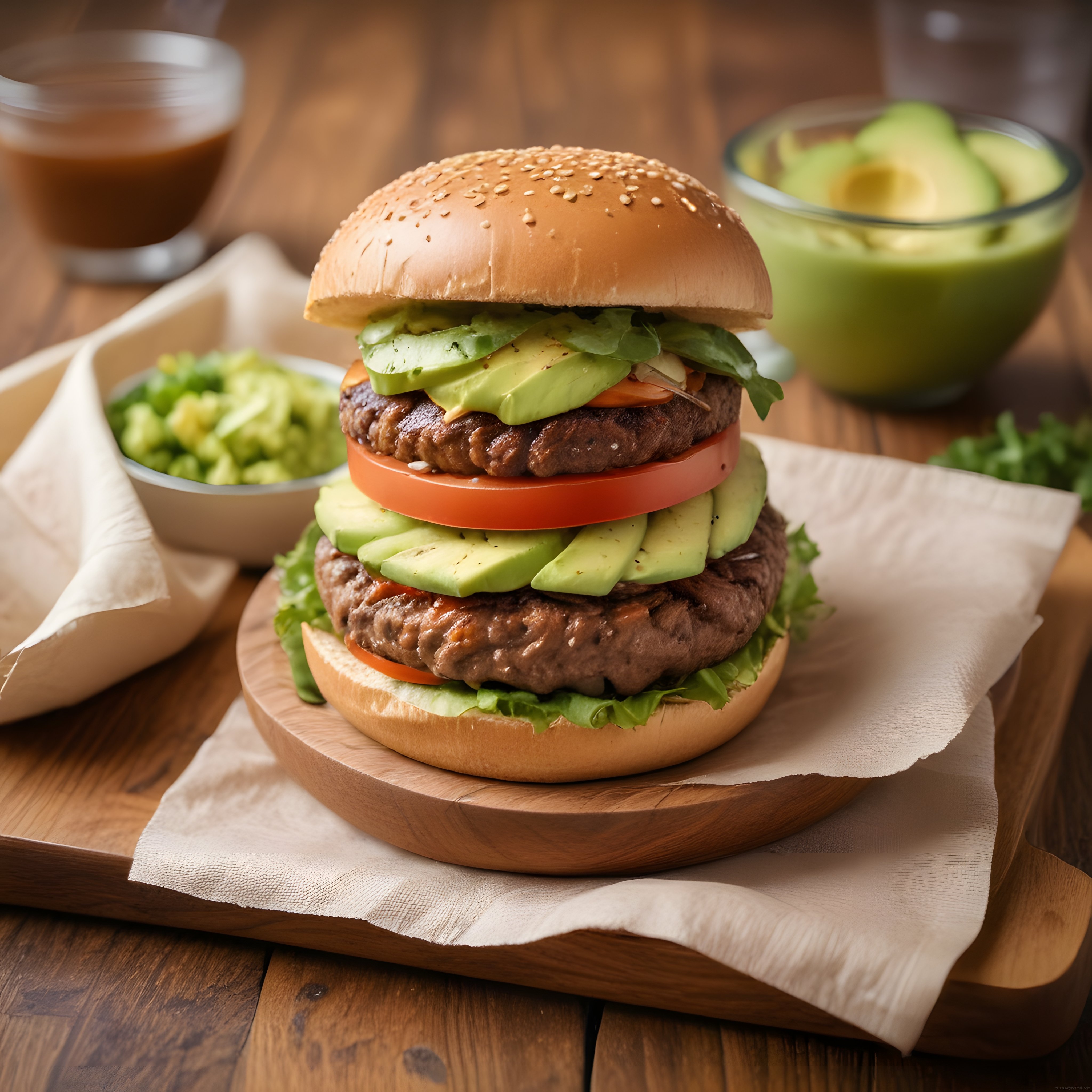 Çift Katlı Avokadolu Hamburger: Ev Yapımı Gourmet Burger Tarifi ve Sunum