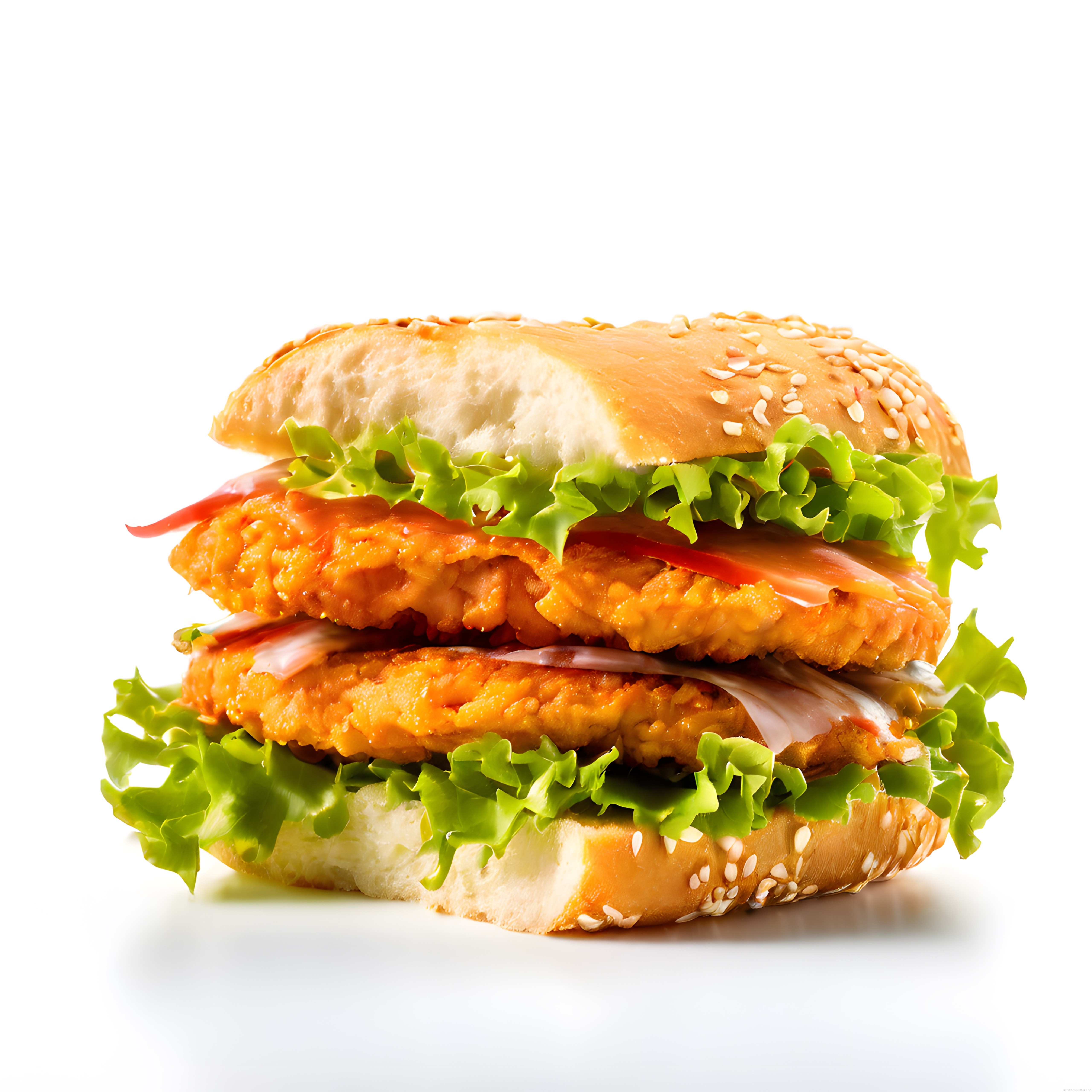 Çift Katlı Çıtır Tavuk Burger: Susamlı Ekmek ve Taze Marul ile Lezzet Şöleni
