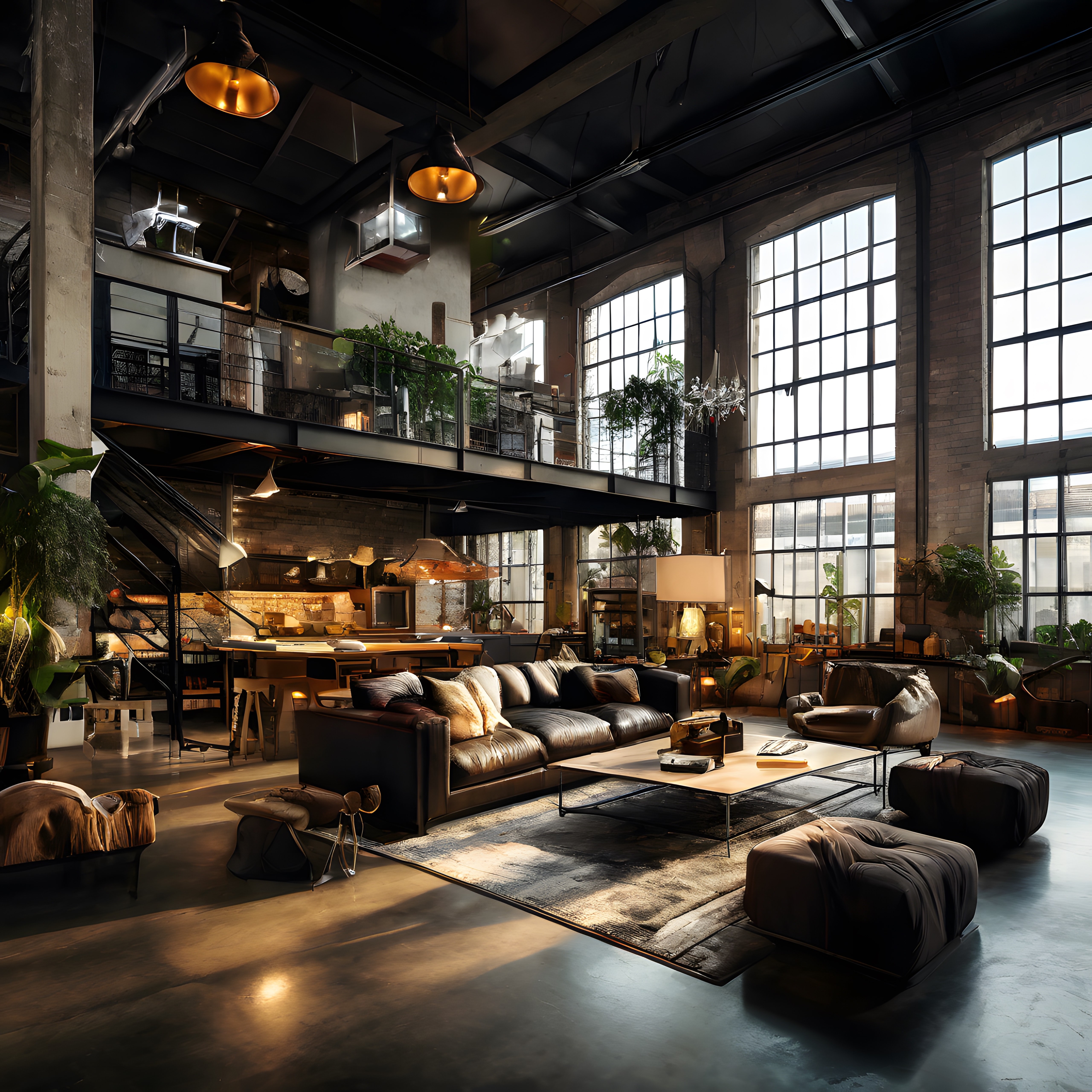 Çift Katlı Endüstriyel Loft Dairede Modern ve Sıcak İç Mekan Tasarımı