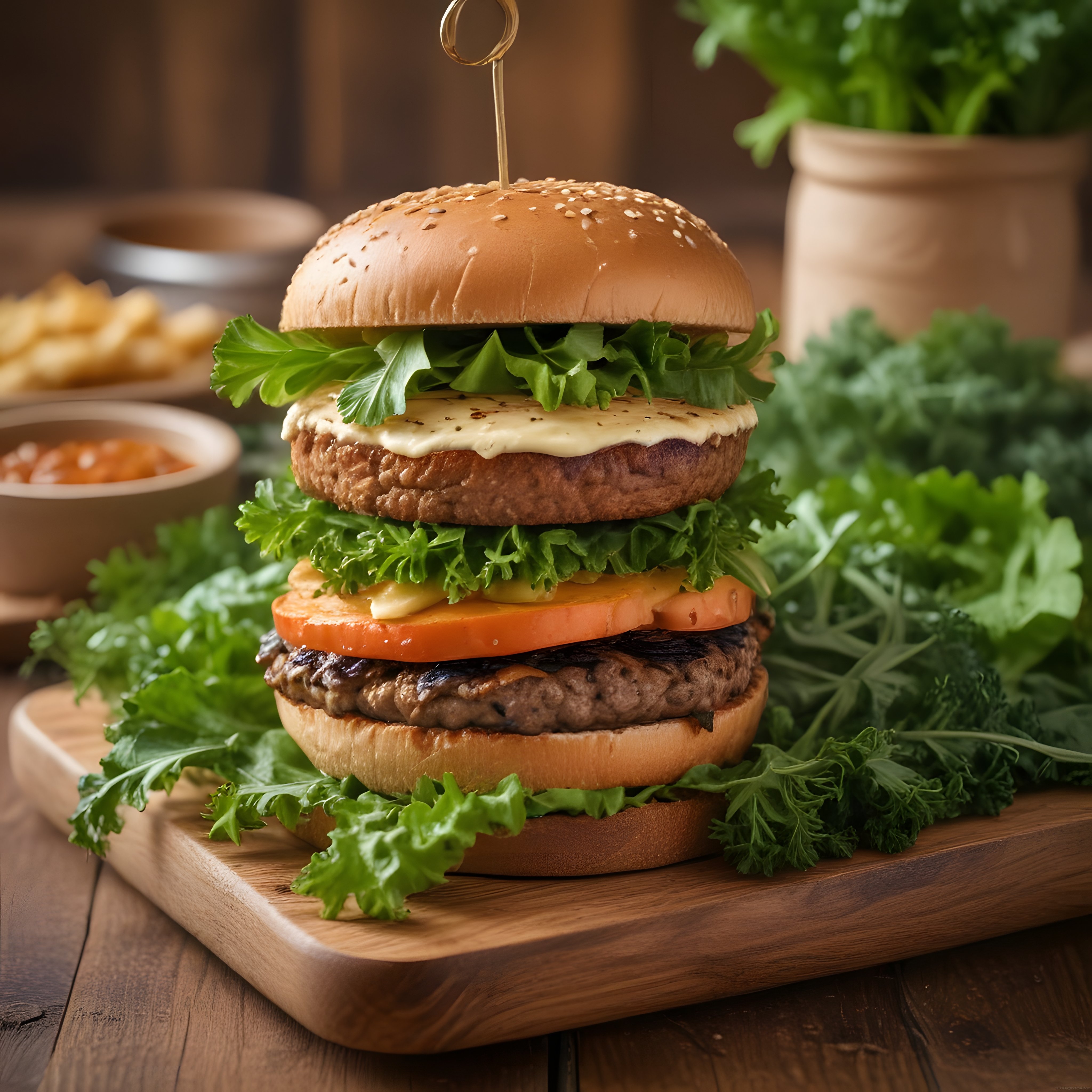 Çift Katlı Nefis Hamburger: Bol Peynirli Ve Taze Yeşillikli Burger