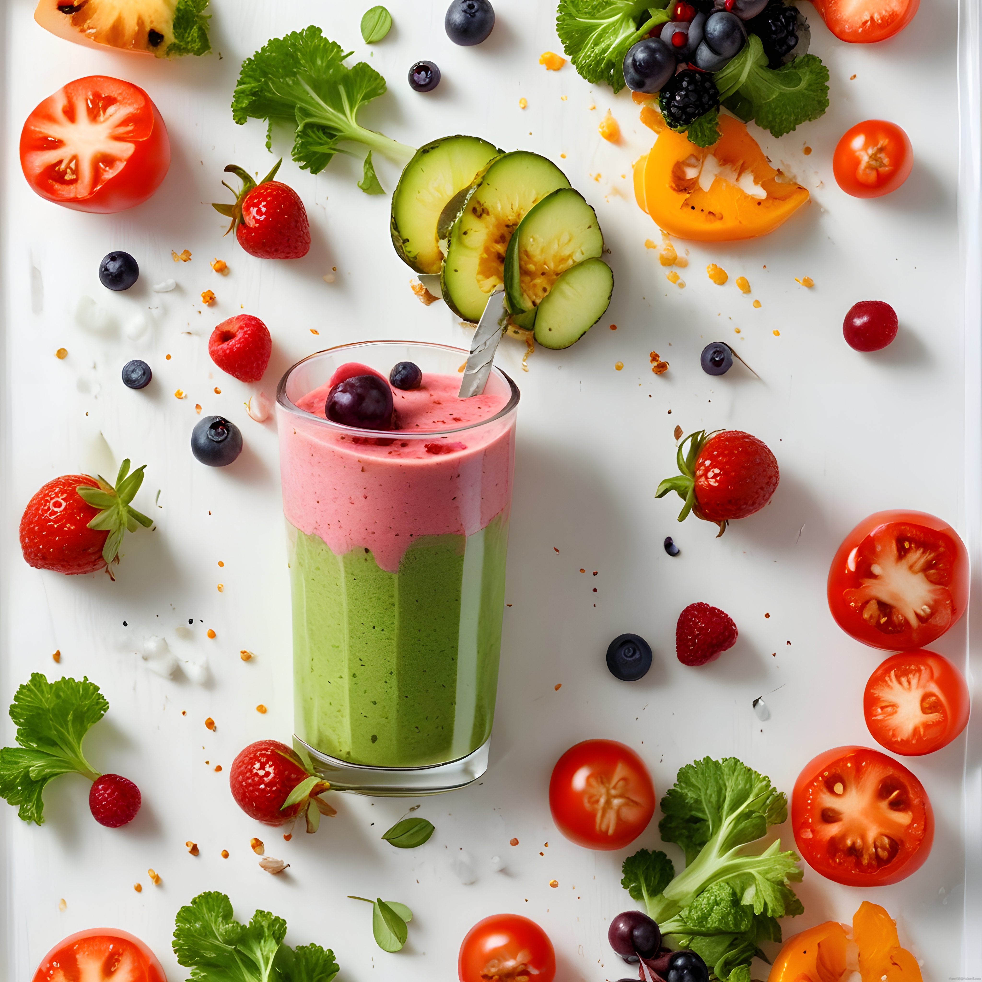 Çift Katmanlı Detox Smoothie: Yeşil Sebze ve Orman Meyveli Ferahlatıcı İçecek