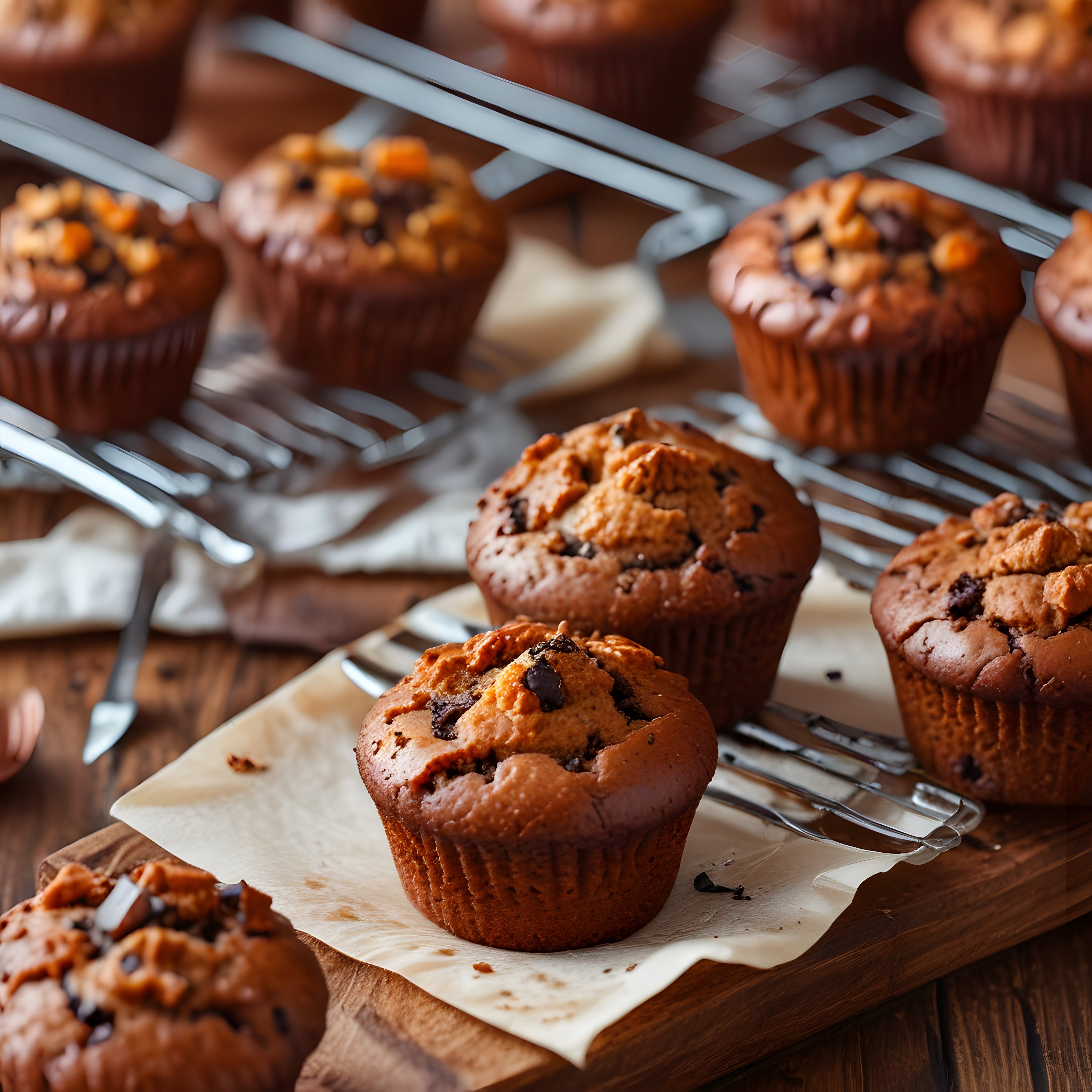 Çikolata Parçacıklı Ev Yapımı Muffinler ve Sıcacık Fırın Lezzeti