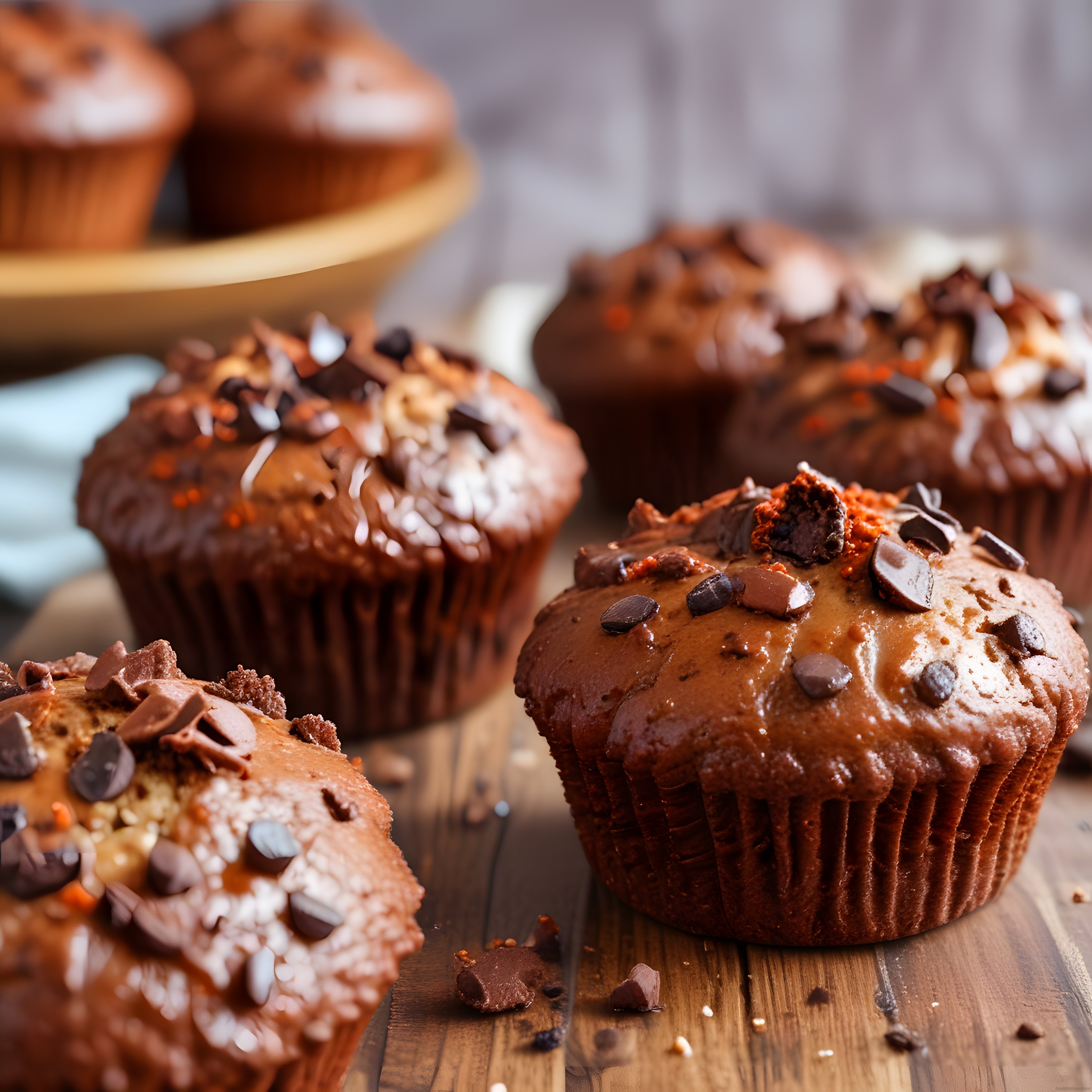 Çikolata Parçacıklı ve Karamelli Taze Muffinler: Evde Pastane Lezzeti