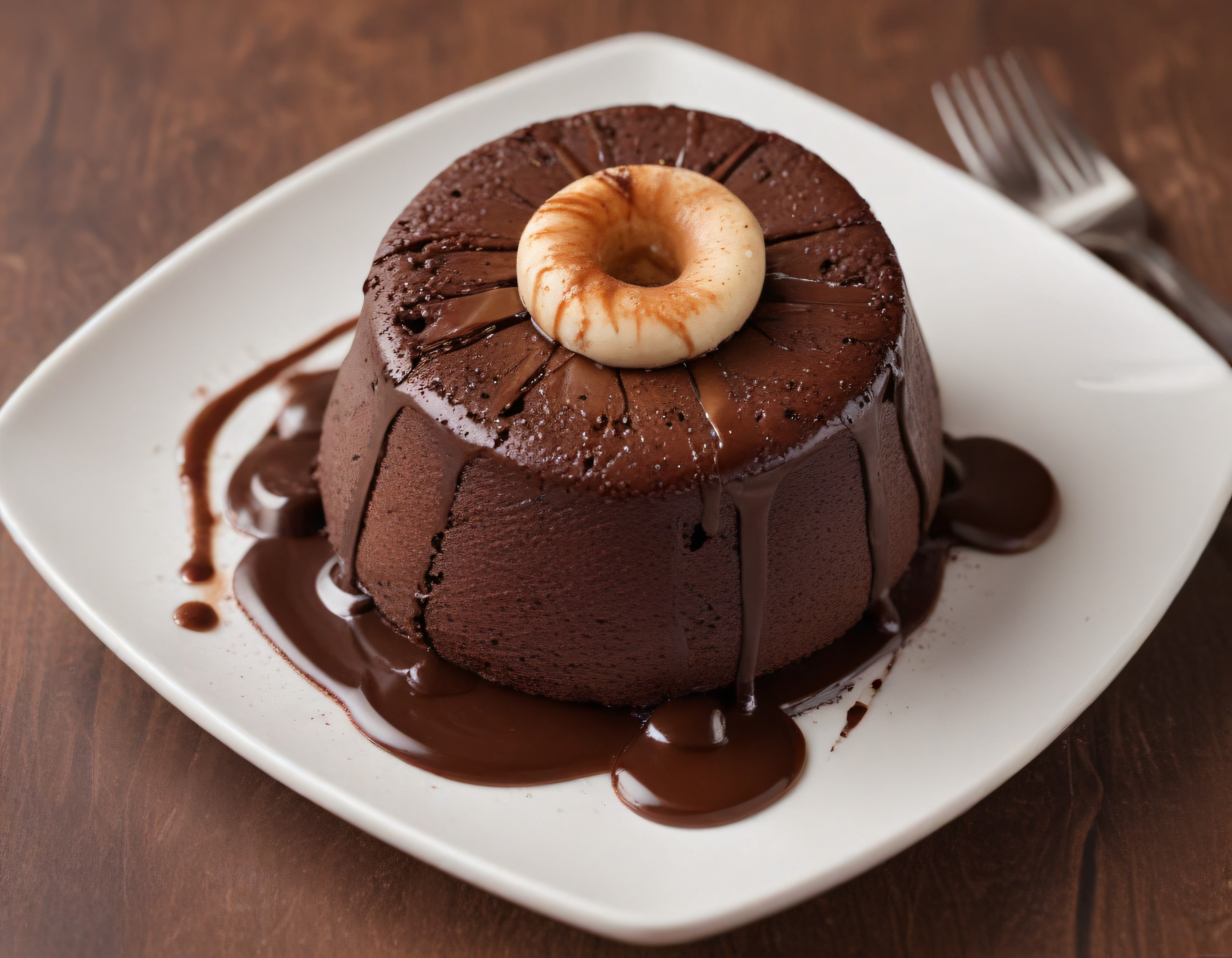 Çikolata Soslu Sufle: Mini Donat ile Süslenmiş Akışkan Sıcak Tatlı