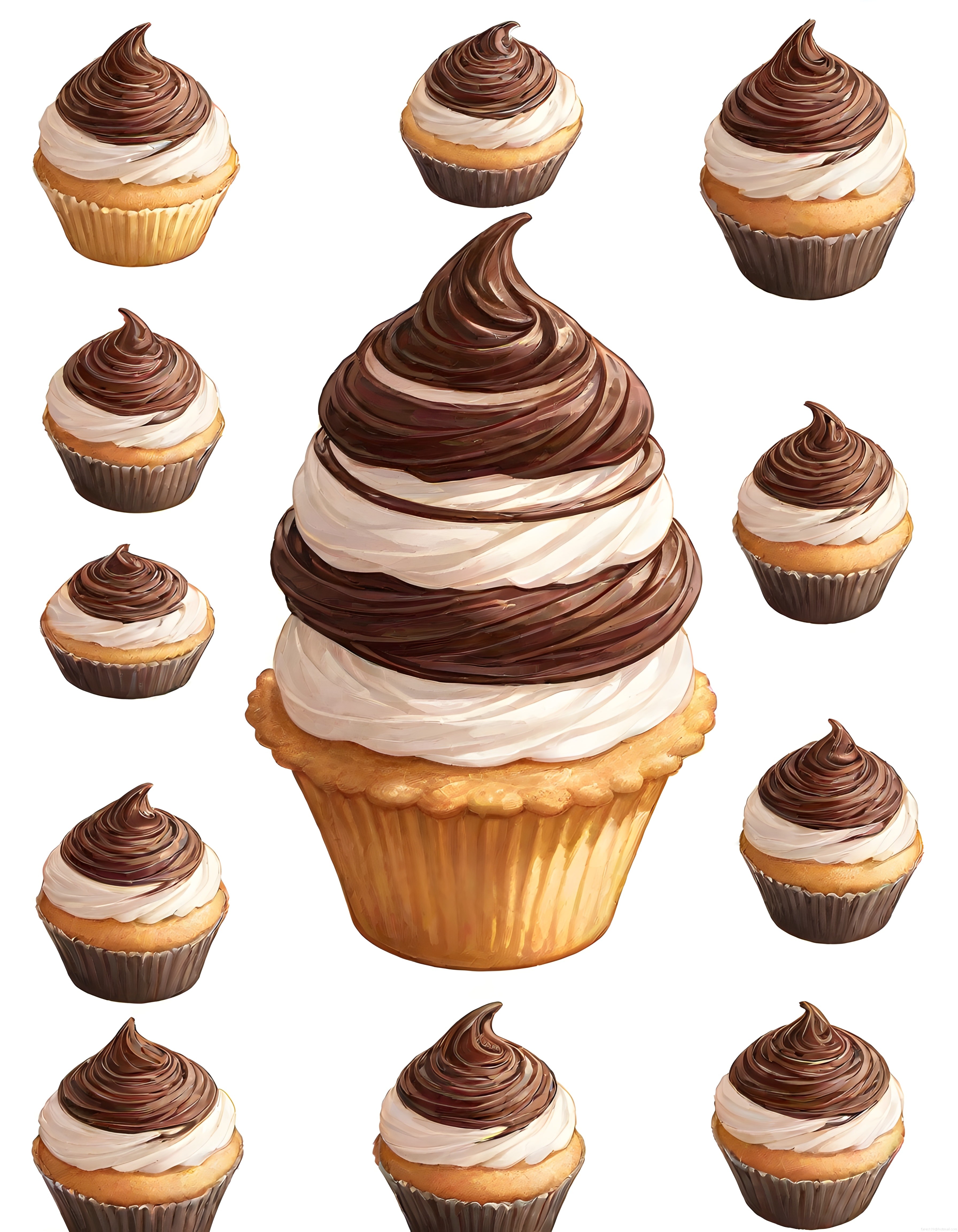 Çikolata ve Vanilya Kremalı Cupcake Koleksiyonu: Tatlı Sunum Fikirleri
