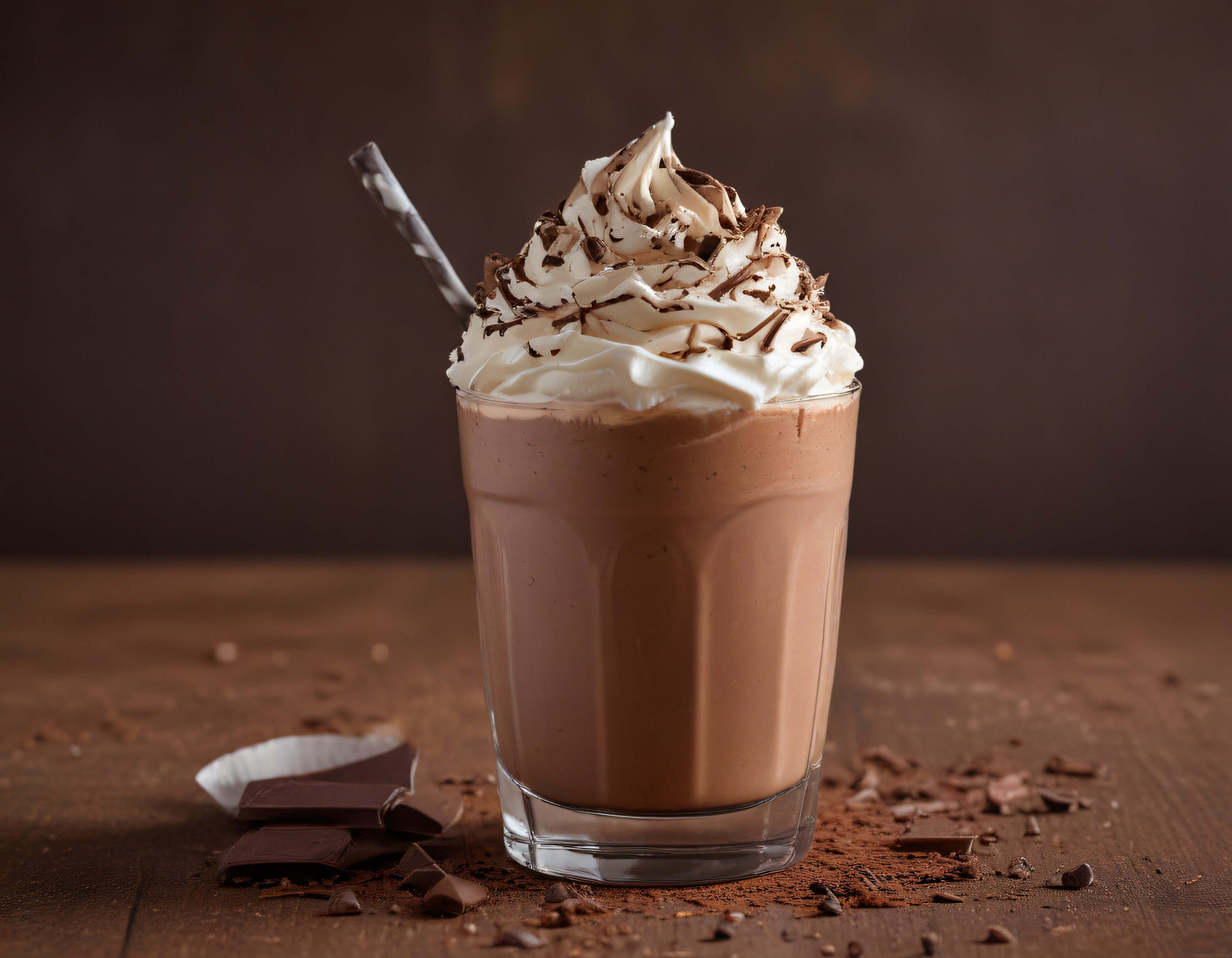 Çikolatalı Milkshake: Kremalı Üzeri ve Parçacıklarla Süslenmiş Serin İçecek