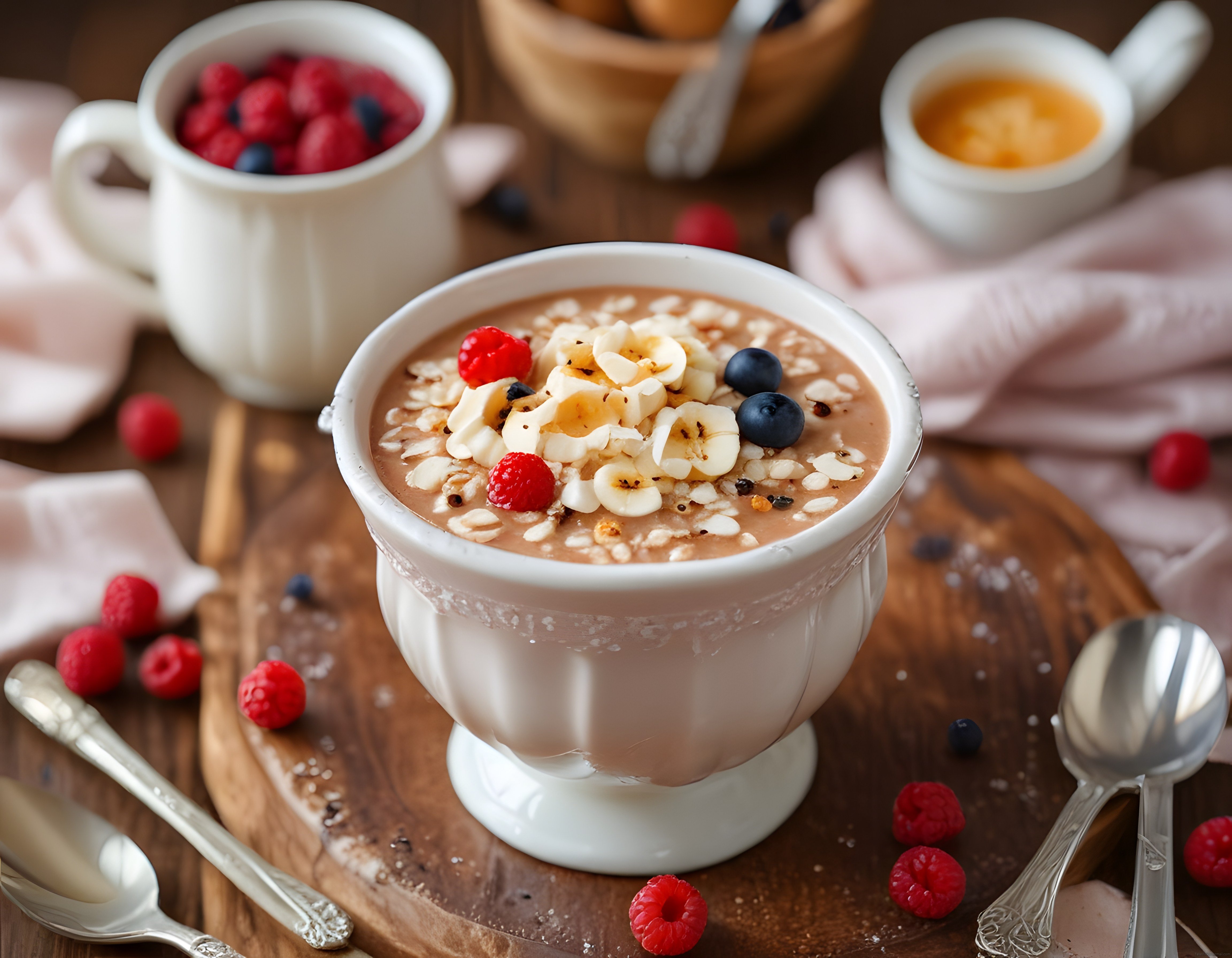 Çikolatalı Smoothie Kase: Muz, Yaban Mersini ve Ahududu ile Sağlıklı Kahvaltı