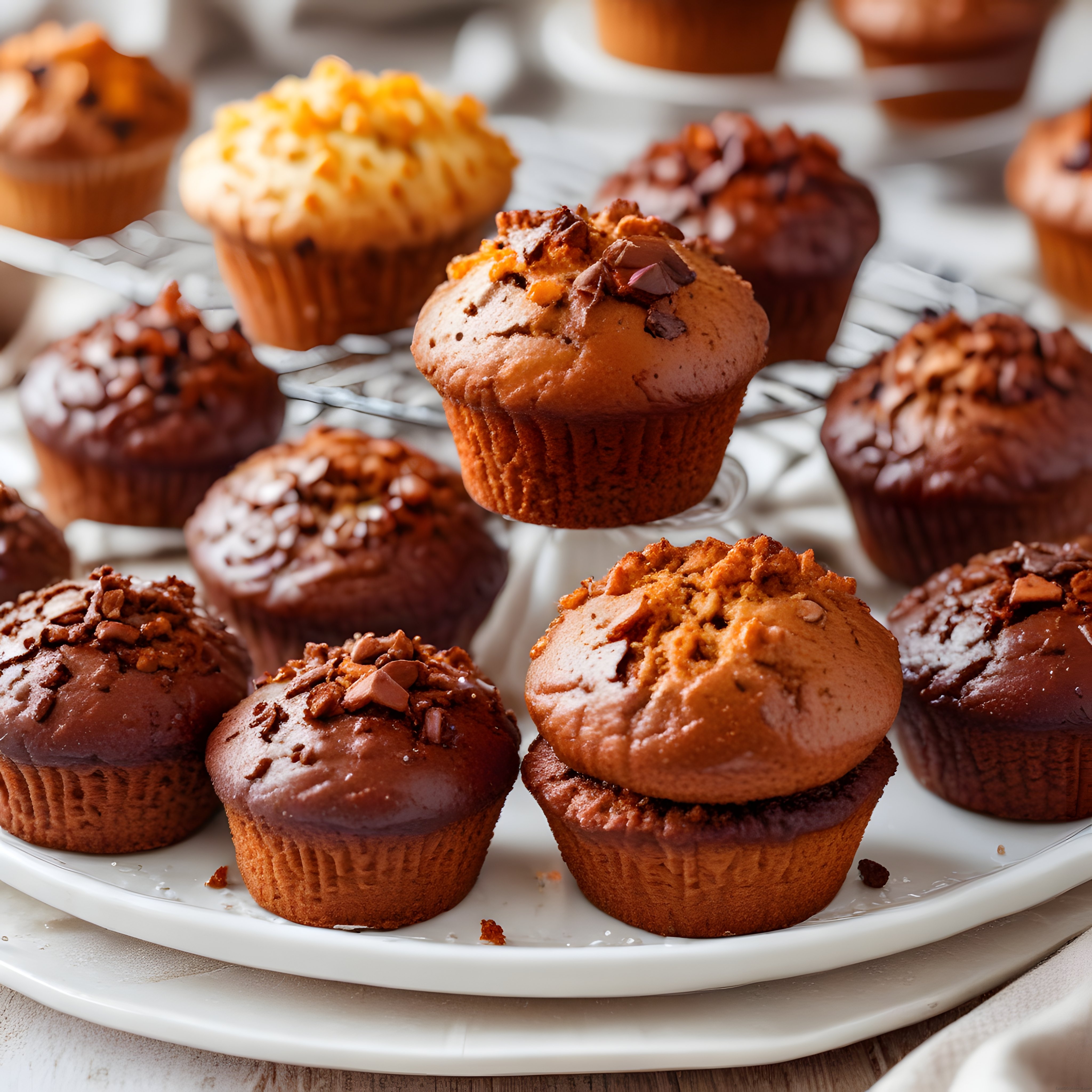 Çikolatalı ve Fındıklı Muffinlerle Dolu Leziz Bir Tatlı Sunumu