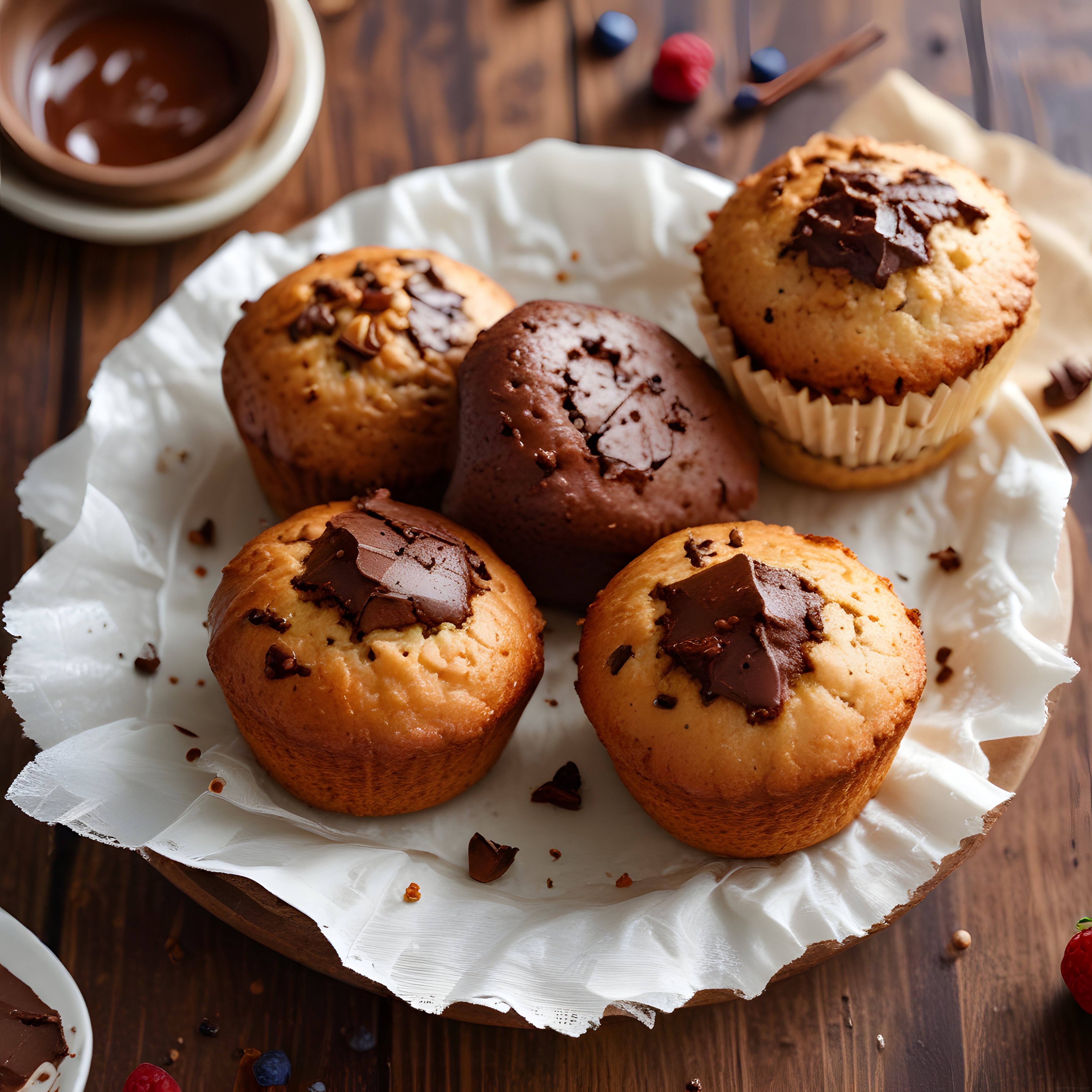 Çikolatalı ve Kakaolu Ev Yapımı Muffin Keklerin Nefis Sunumu