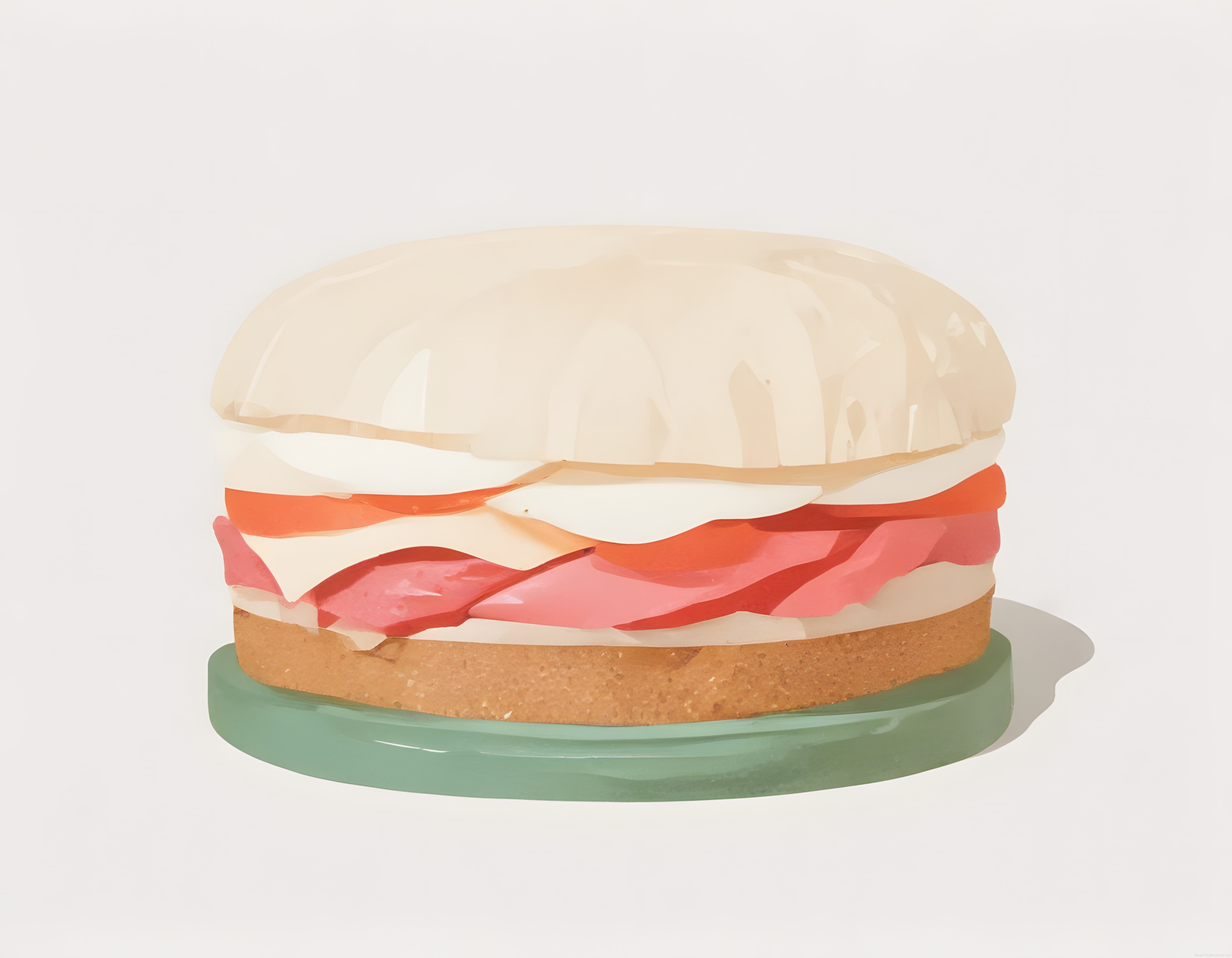 Cilalı malzemelerden oluşan sanatsal burger heykeli ve minimalist sunum