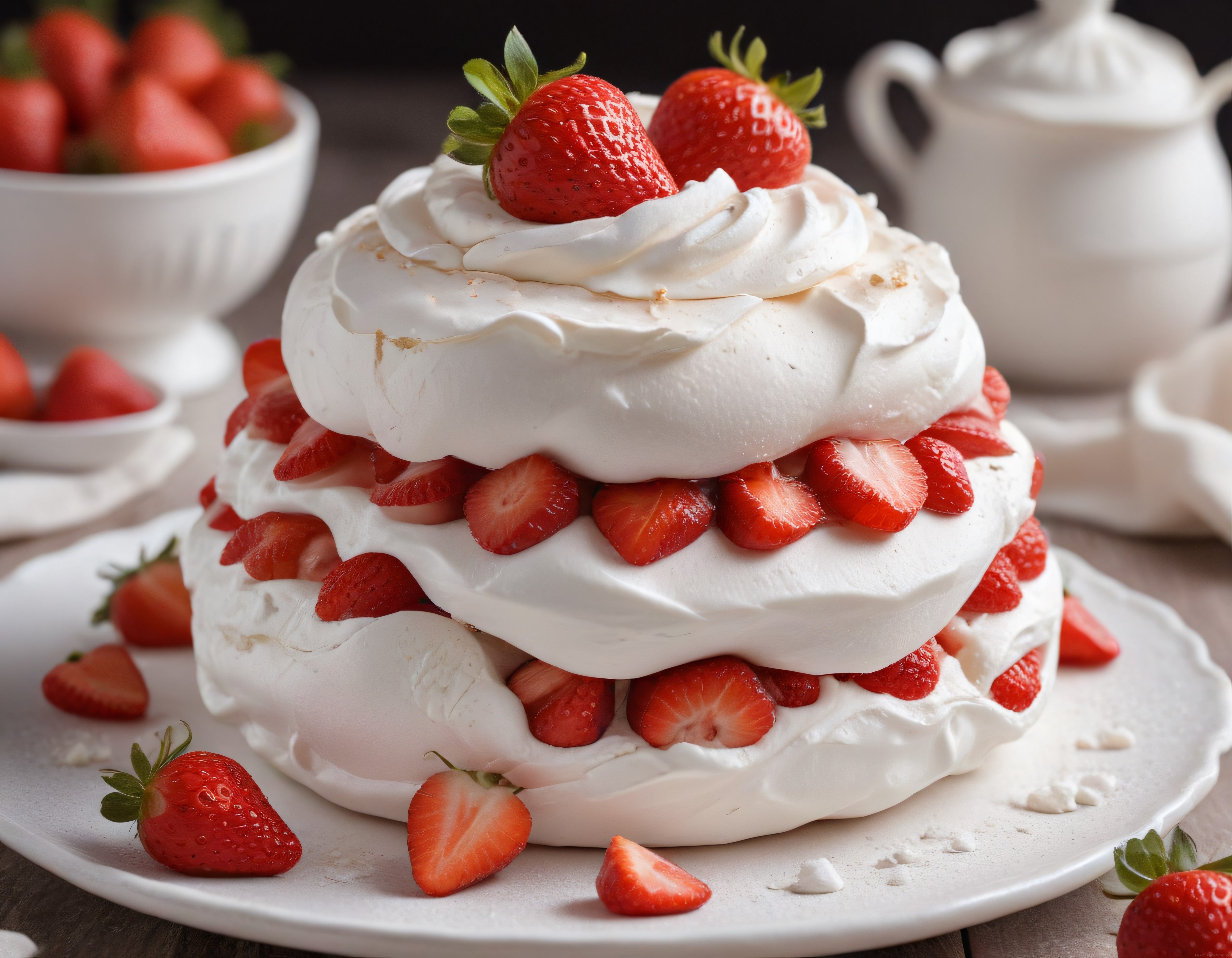 Çilekli Pavlova: Kremalı Mereng Katmanlarıyla Elegan Tatlı Sunumu