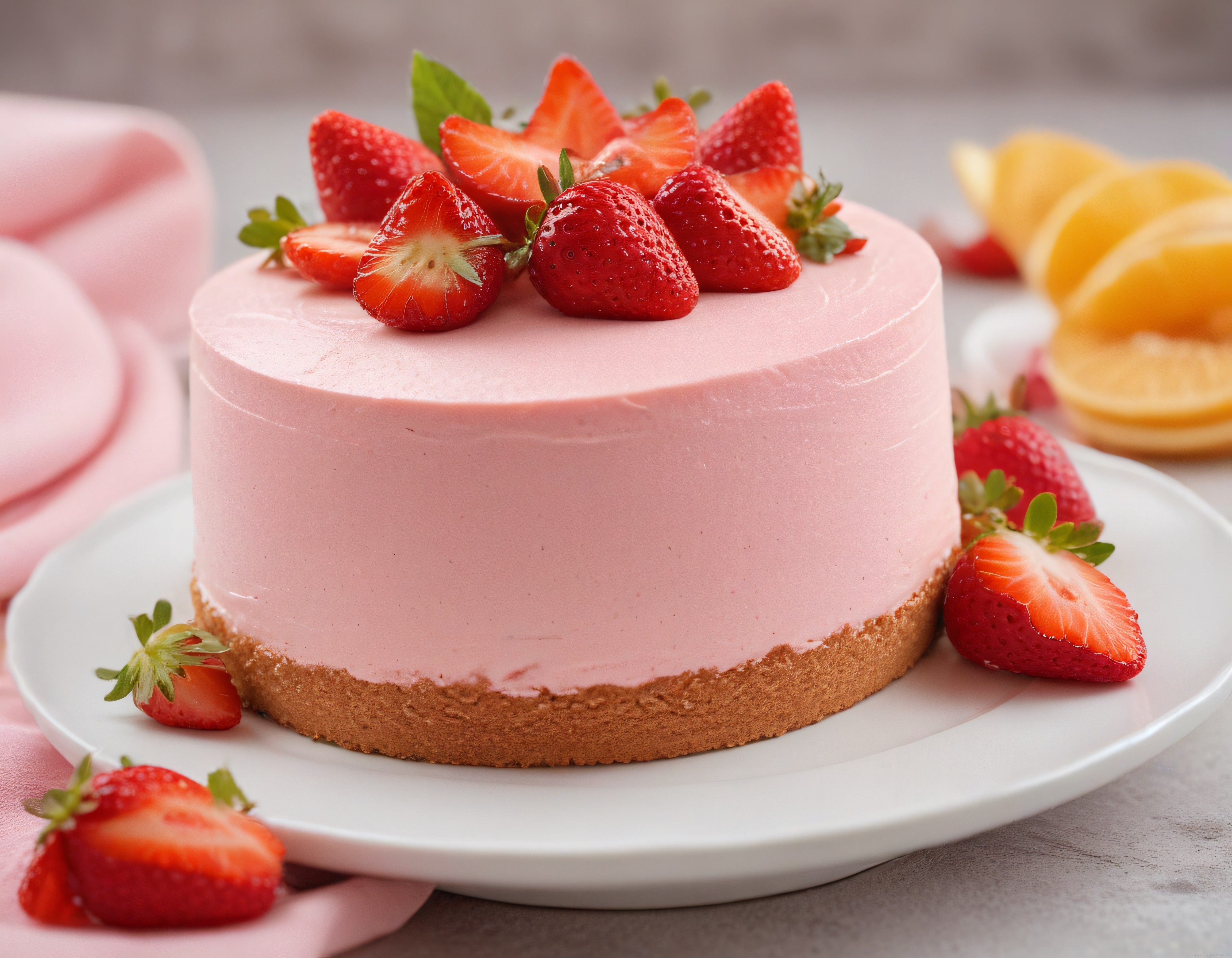 Çilekli Pembe Cheesecake: Taze Meyvelerle Süslenmiş Nefis Yaz Tatlısı