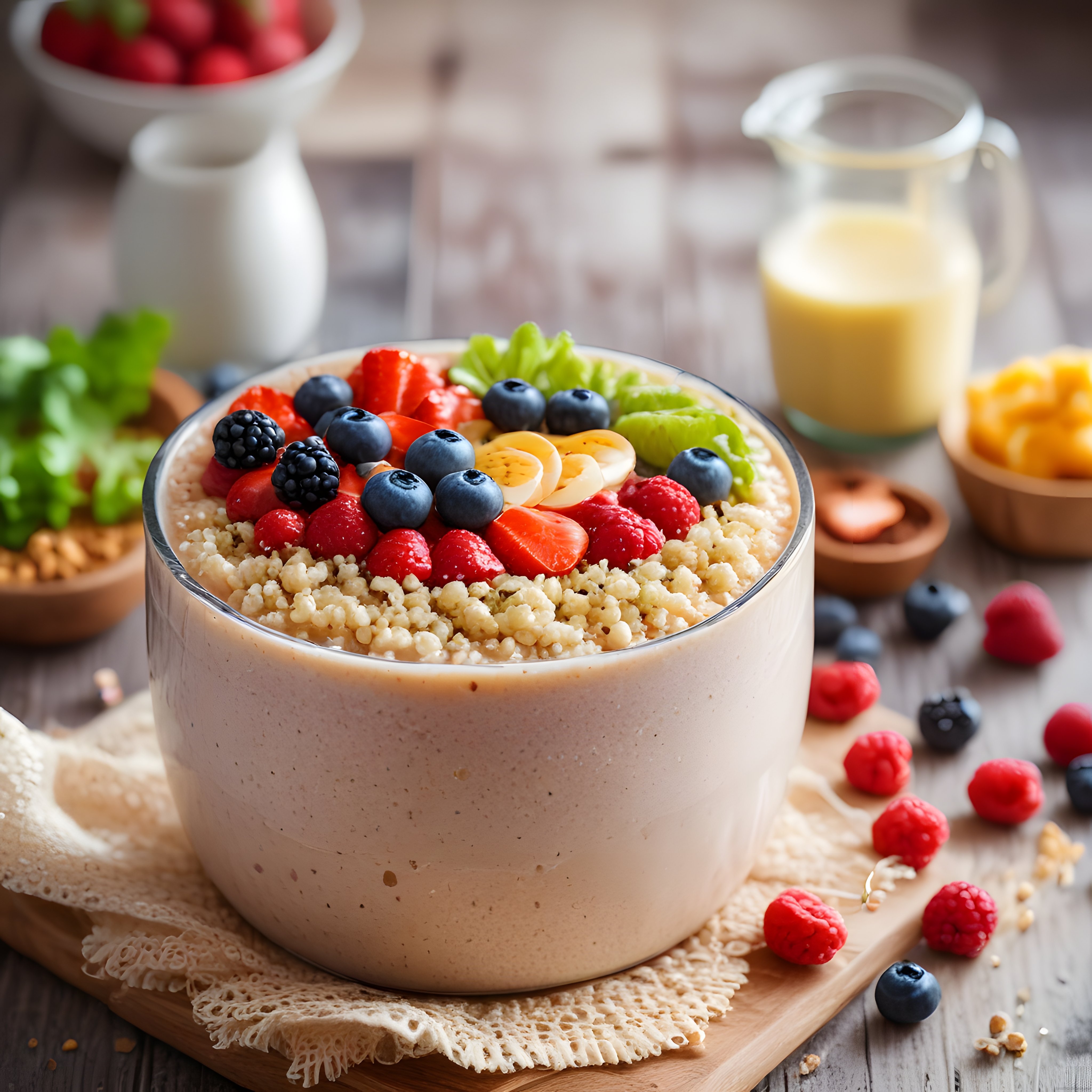 çilekli ve yaban mersinli ev yapımı sağlıklı kahvaltılık kremamsı smoothie kase