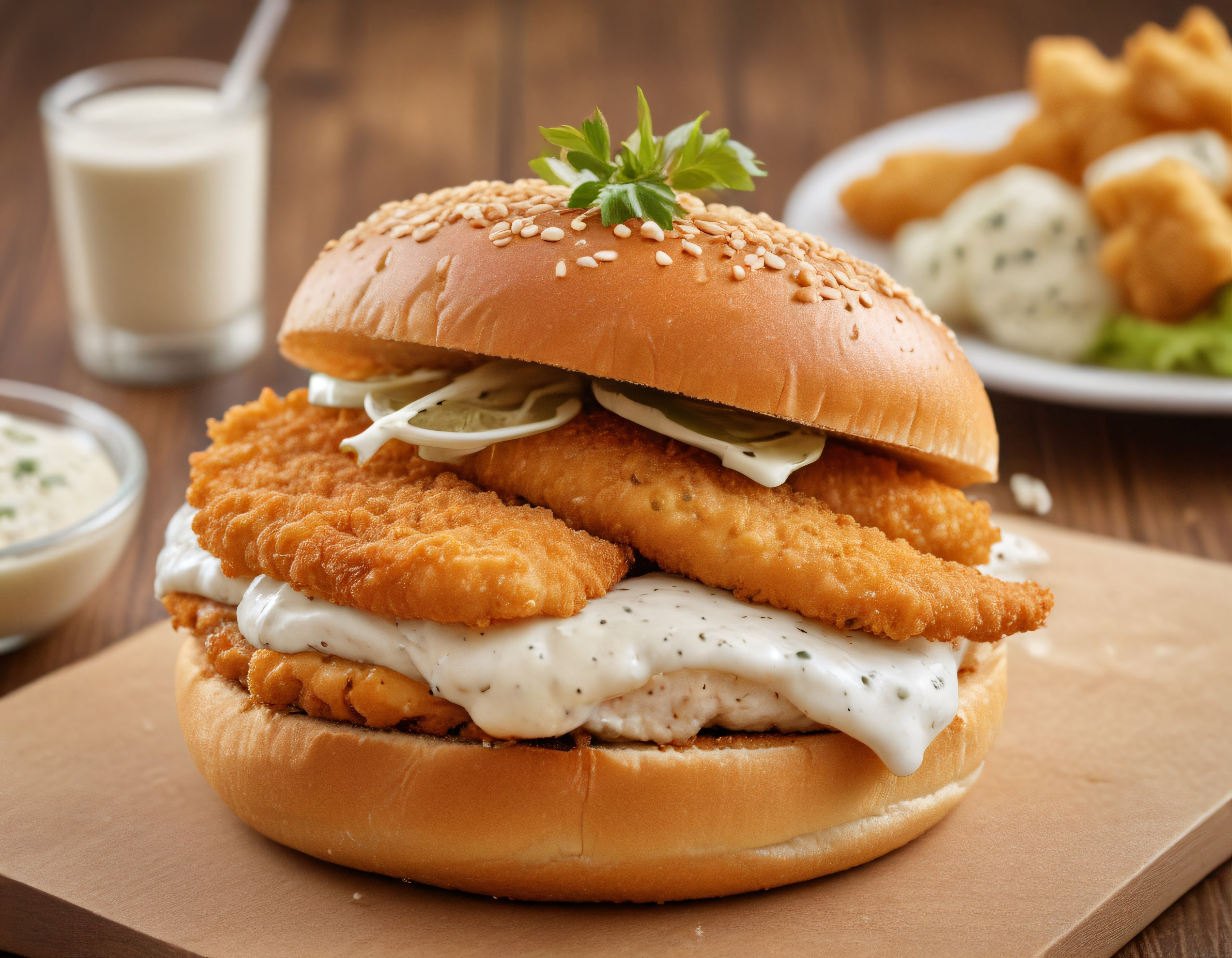Çıtır Balık Filetolu Burger ve Patates Kızartması ile Nefis Fast Food Menüsü