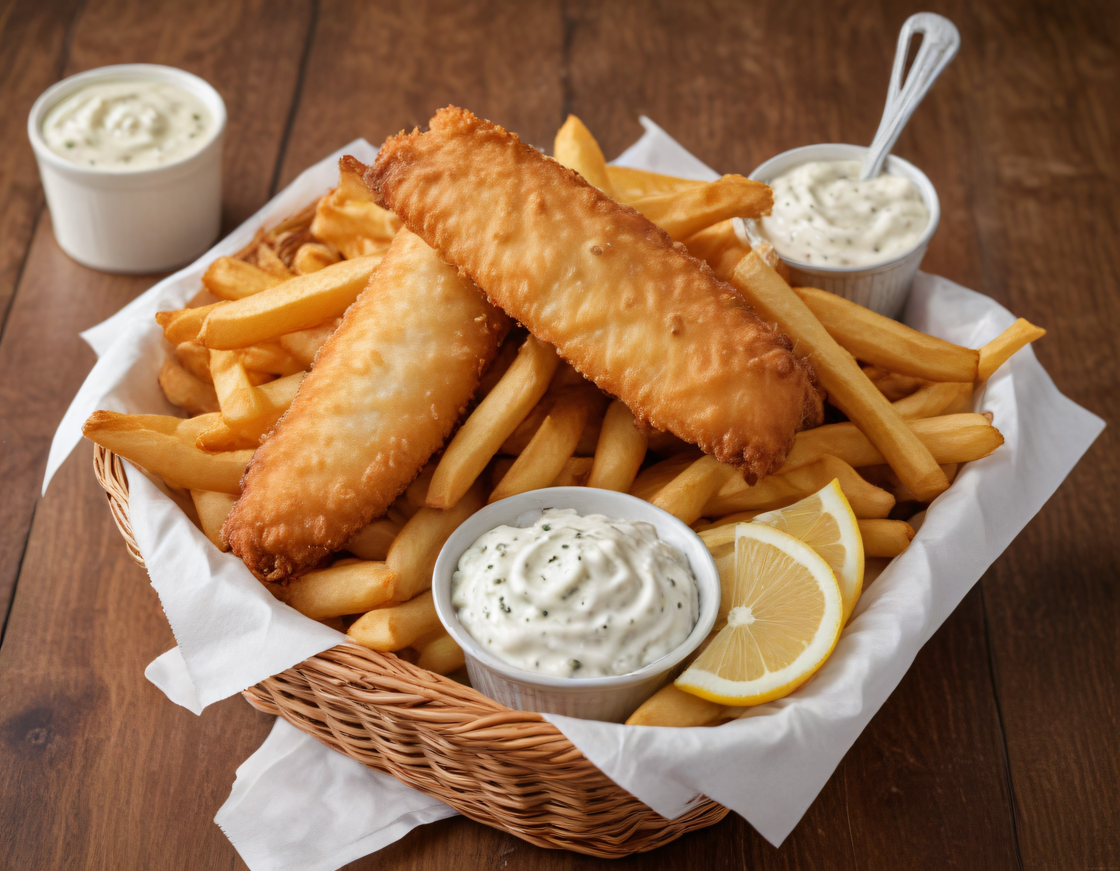 Çıtır Balık ve Patates Kızartması Tartar Sosu ve Limon Eşliğinde