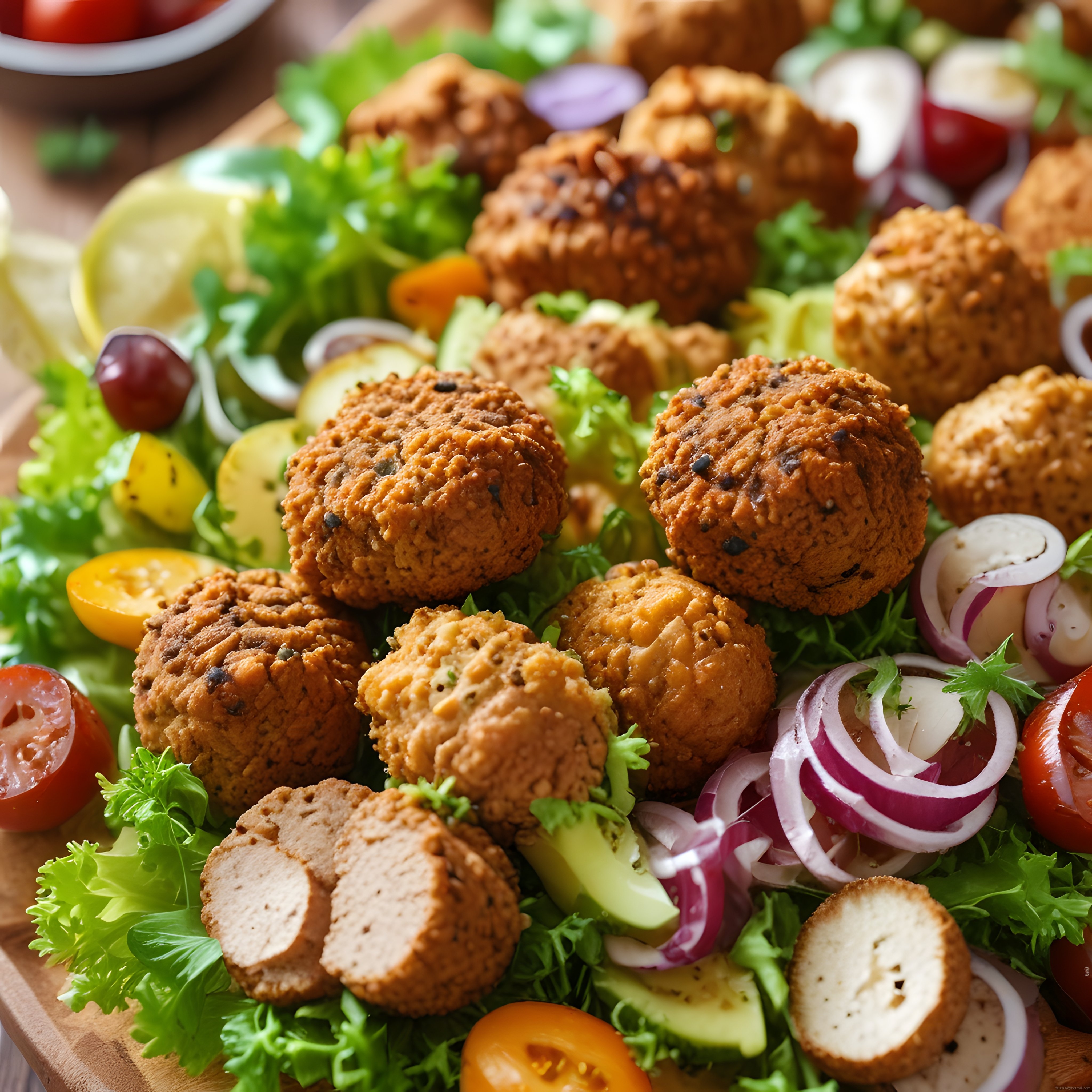 Çıtır Falafel Köfteleri ve Taze Sebzelerle Dolgun Lezzet Sunumu