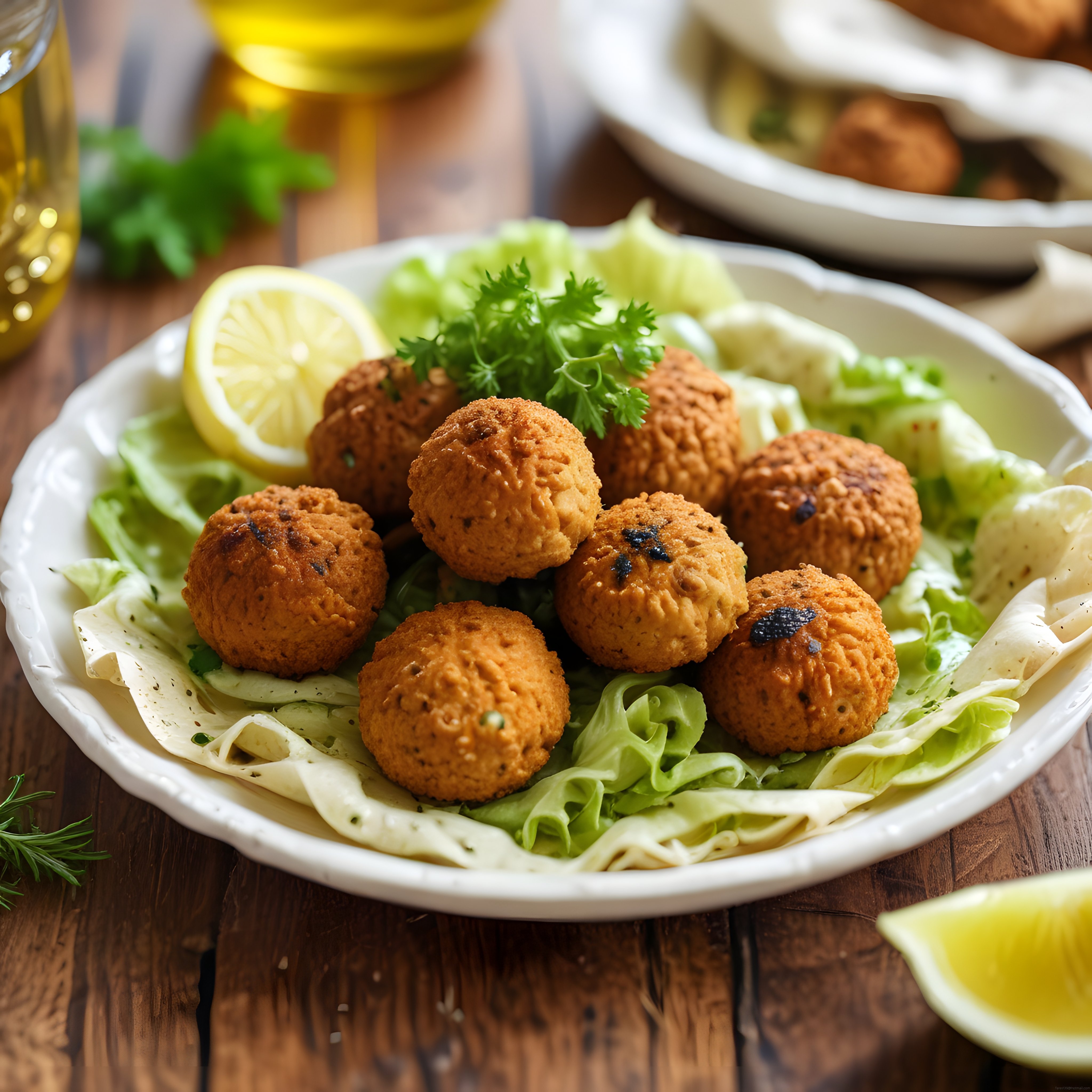 Çıtır Falafel Topları: Taze Marul ve Limon Eşliğinde Ortadoğu Lezzeti