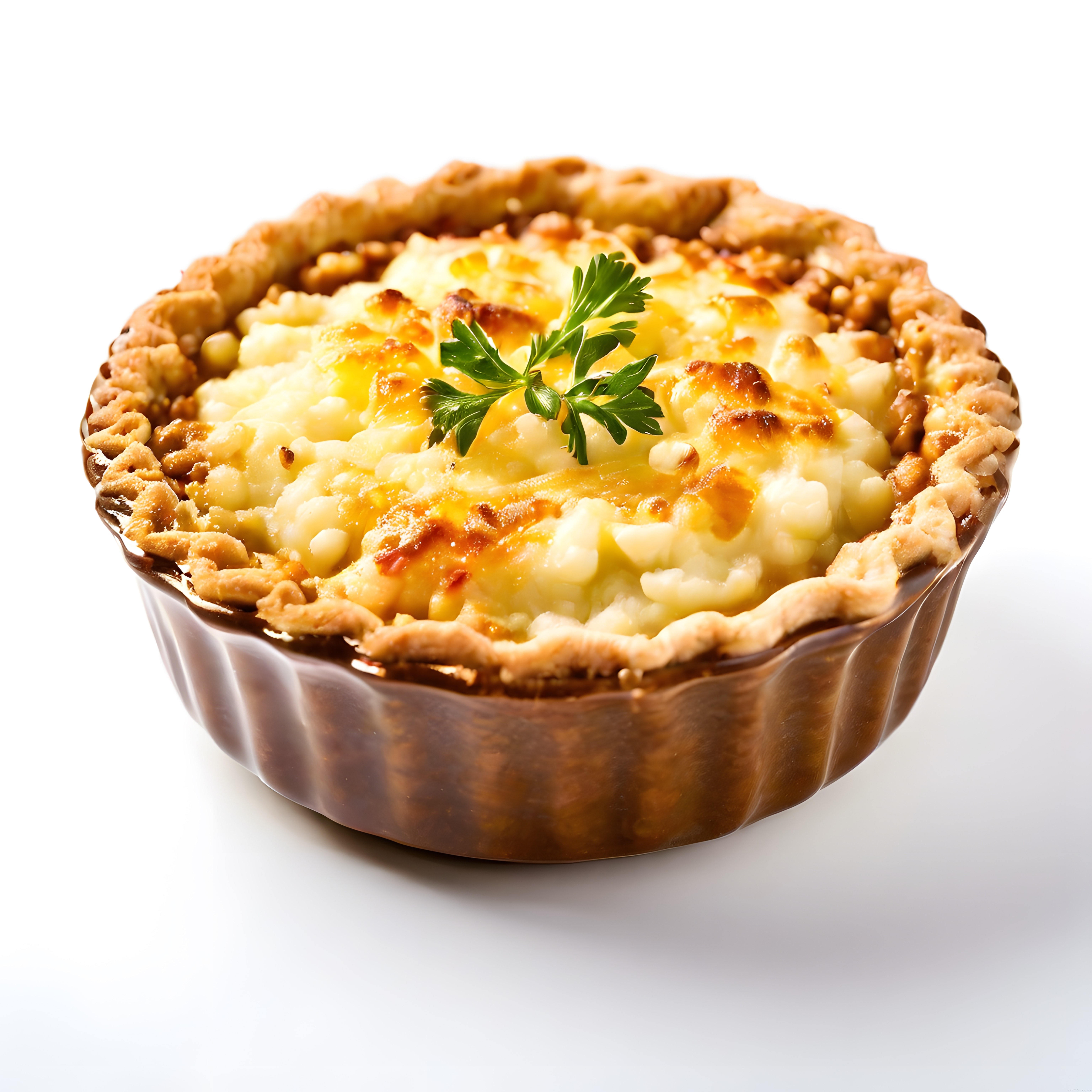 Çıtır Hamur Tabanında Kızarmış Peynirli Tart, Maydanoz Garnitürüyle Servise Hazır