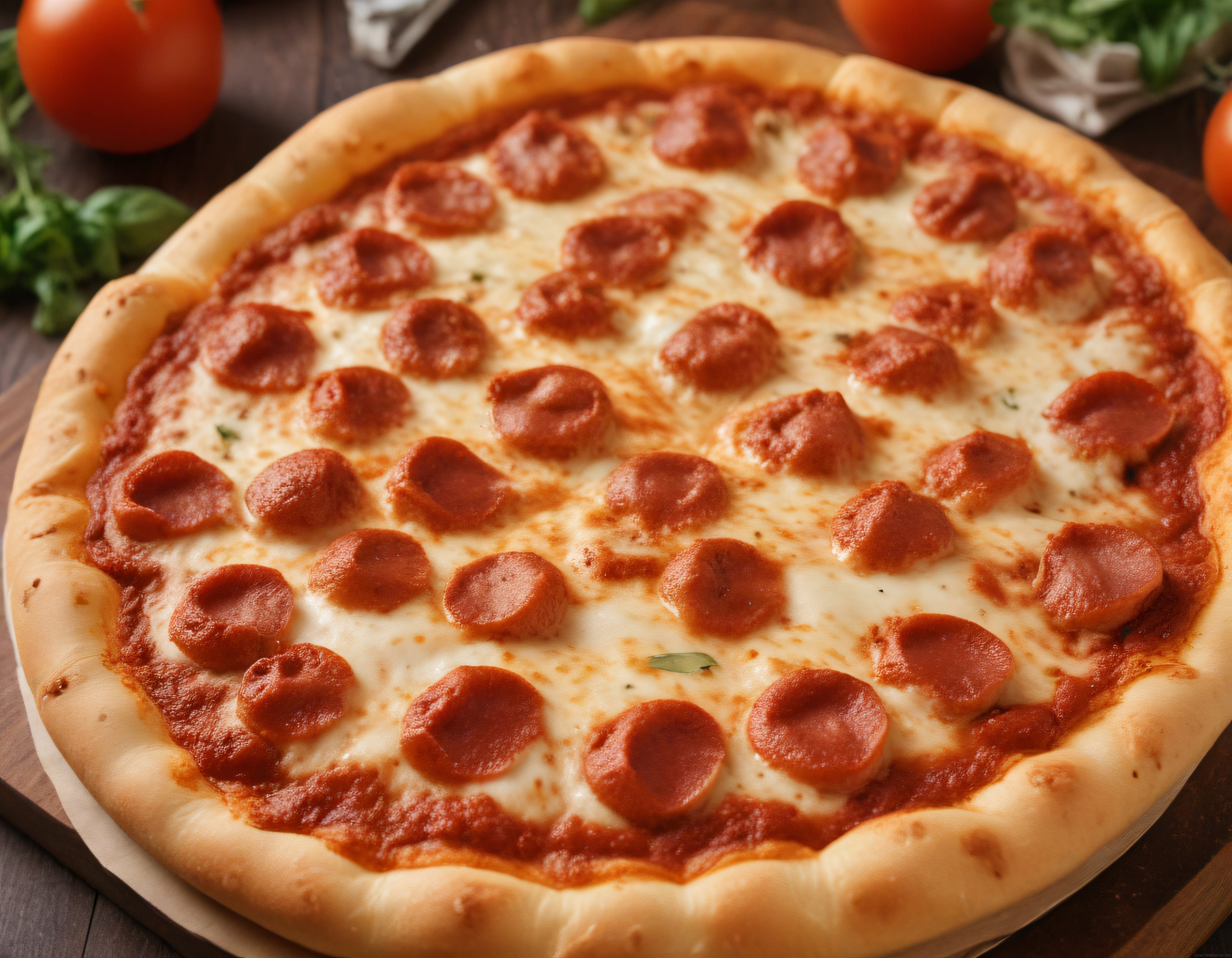 Çıtır Hamur Üzerinde Eriyen Mozzarella ve Pepperoni ile Klasik İtalyan Pizza