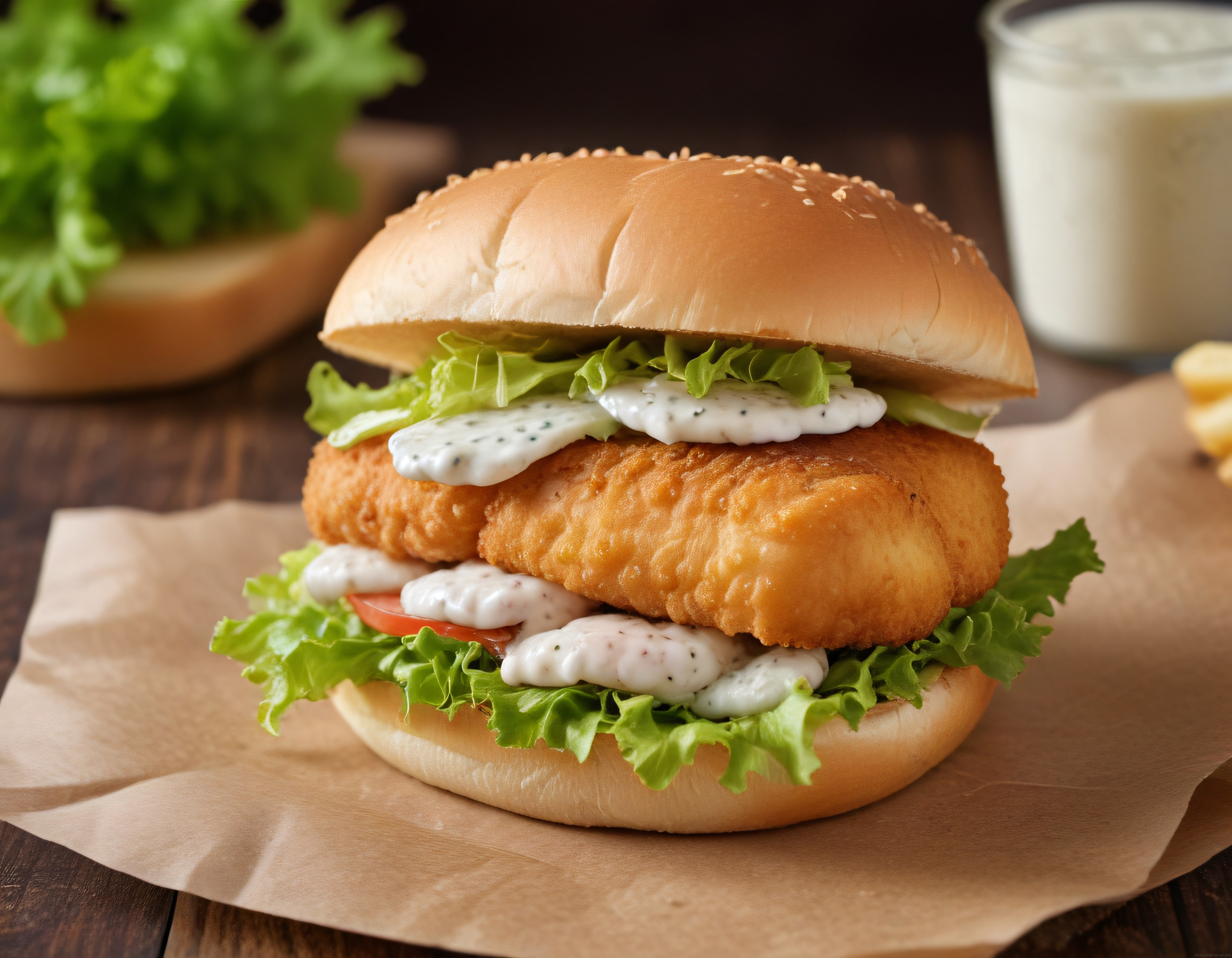 Çıtır Pane Balık Burgeri ve Ev Yapımı Tartar Sos ile Taze Sunum