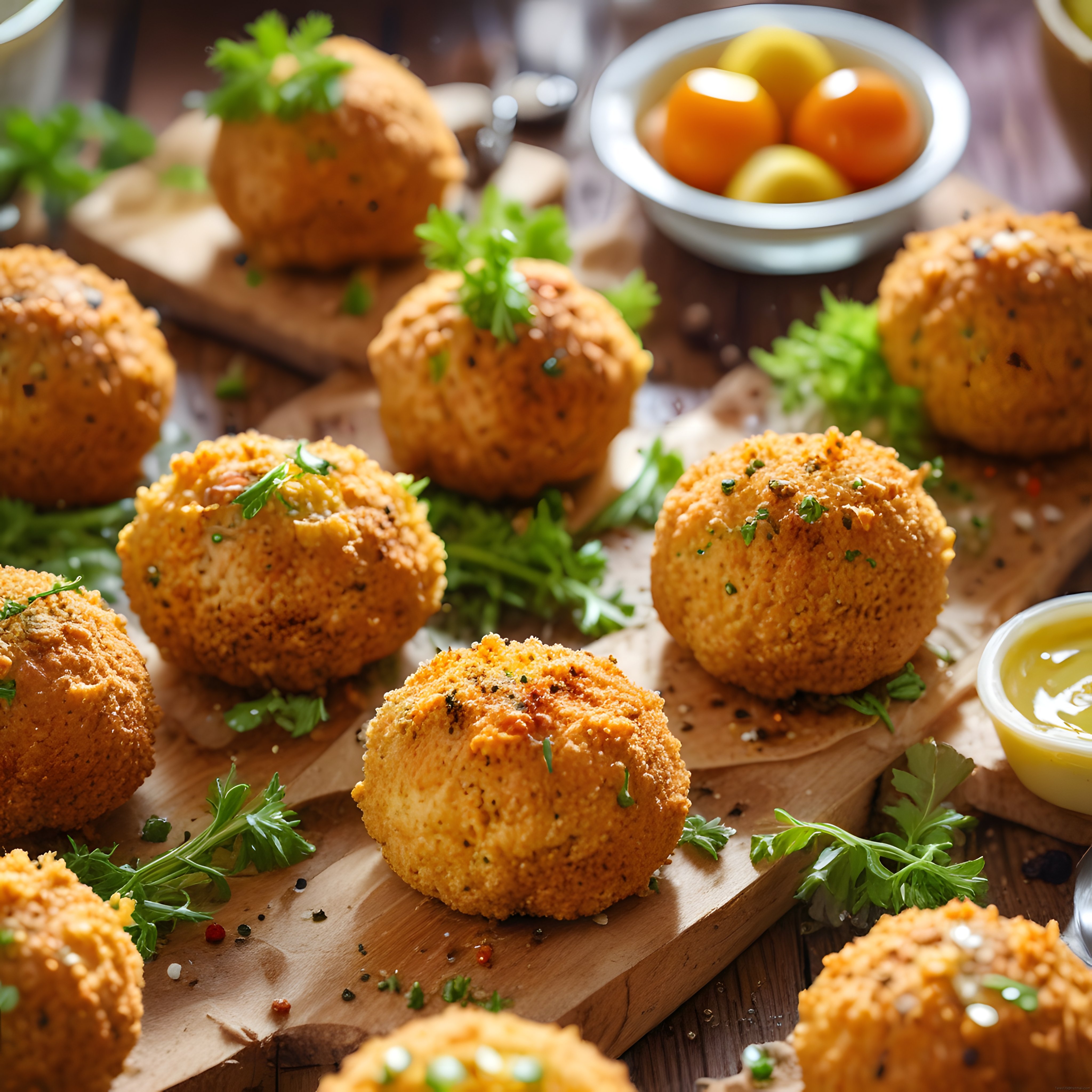 Çıtır Pane Kaplı Kroketler ve Dip Soslar ile Rustik Sunum