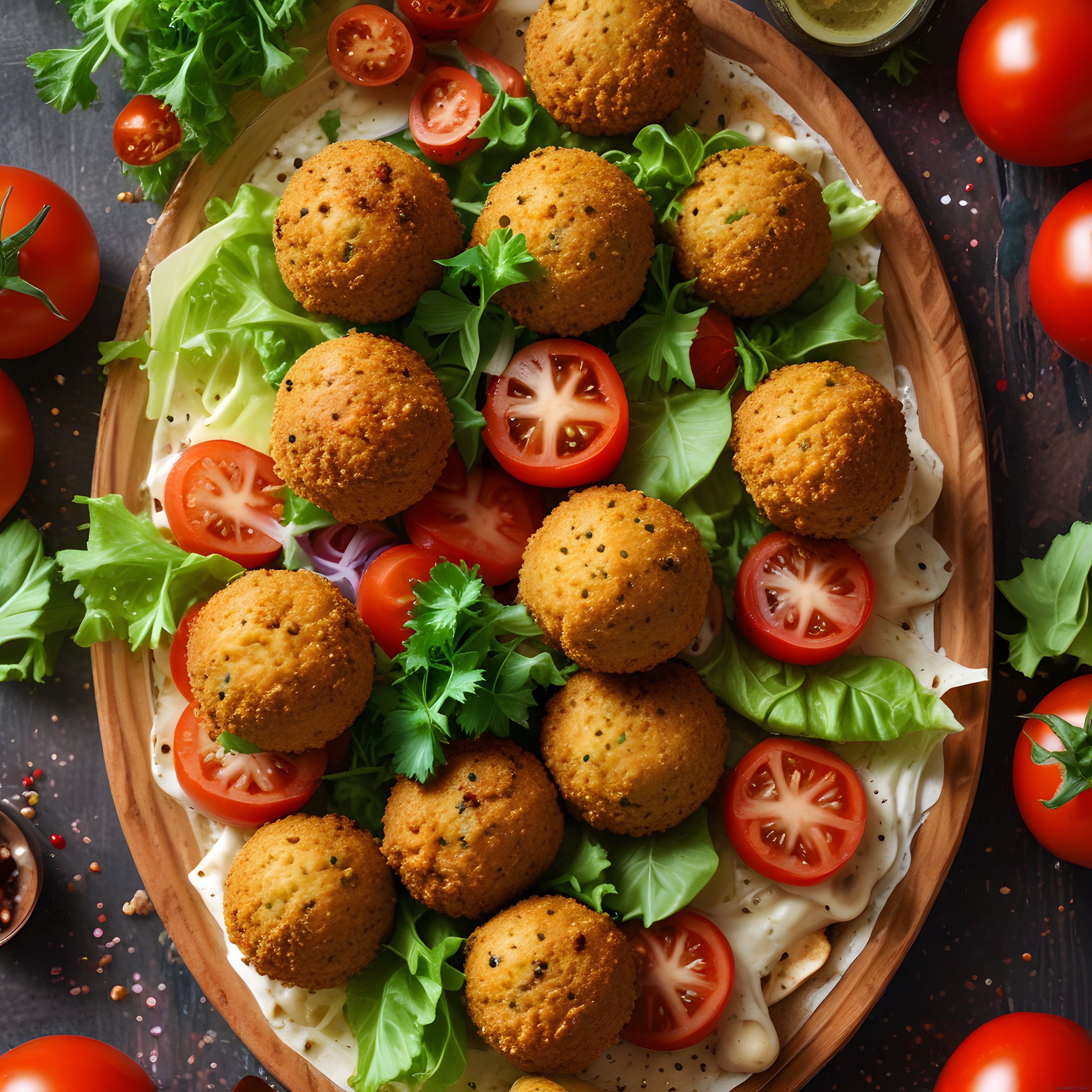 Çıtır Pane Kaplı Toplar ve Taze Sebzelerle Lezzetli İtalyan Sunumu